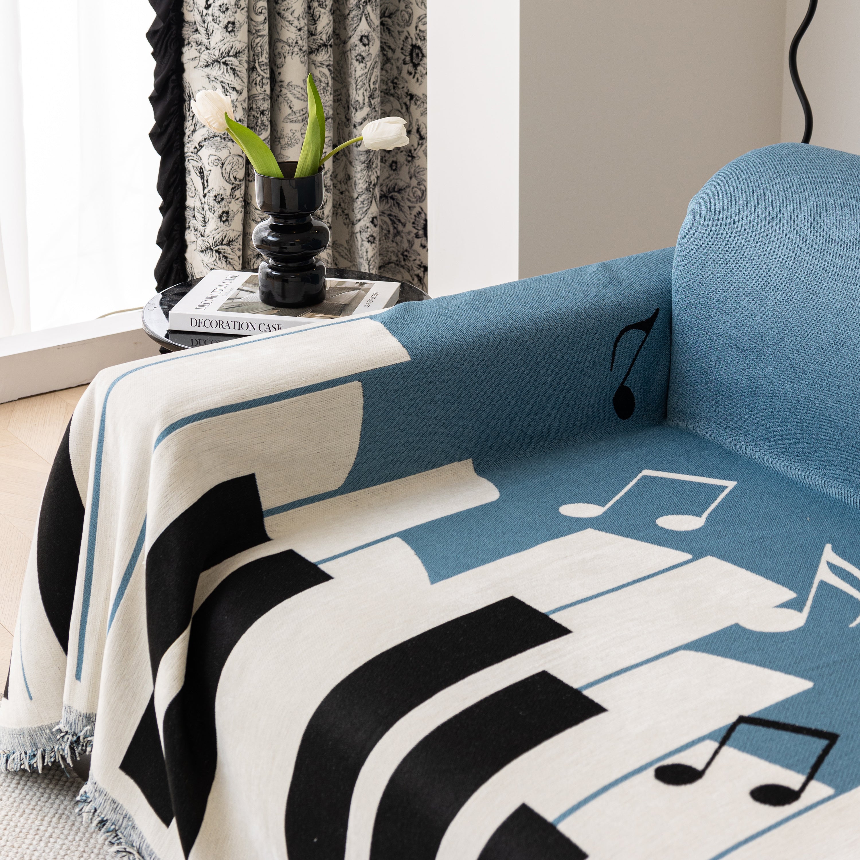 Cozy Chenille Dynamic Notes Sectional Couch Cover Blanket, Perfect Couch Throw Covers For Pets