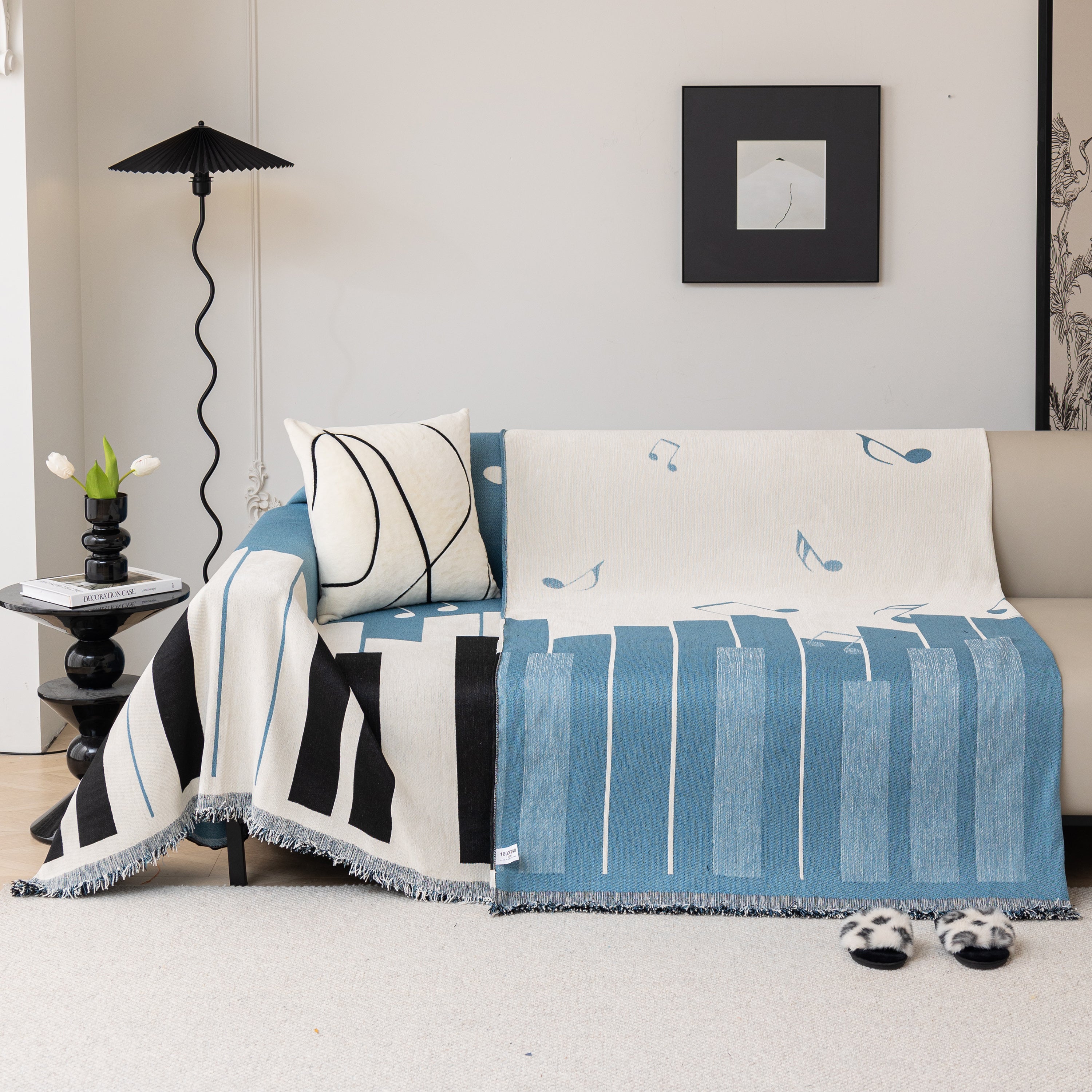 Cozy Chenille Dynamic Notes Sectional Couch Cover Blanket, Perfect Couch Throw Covers For Pets