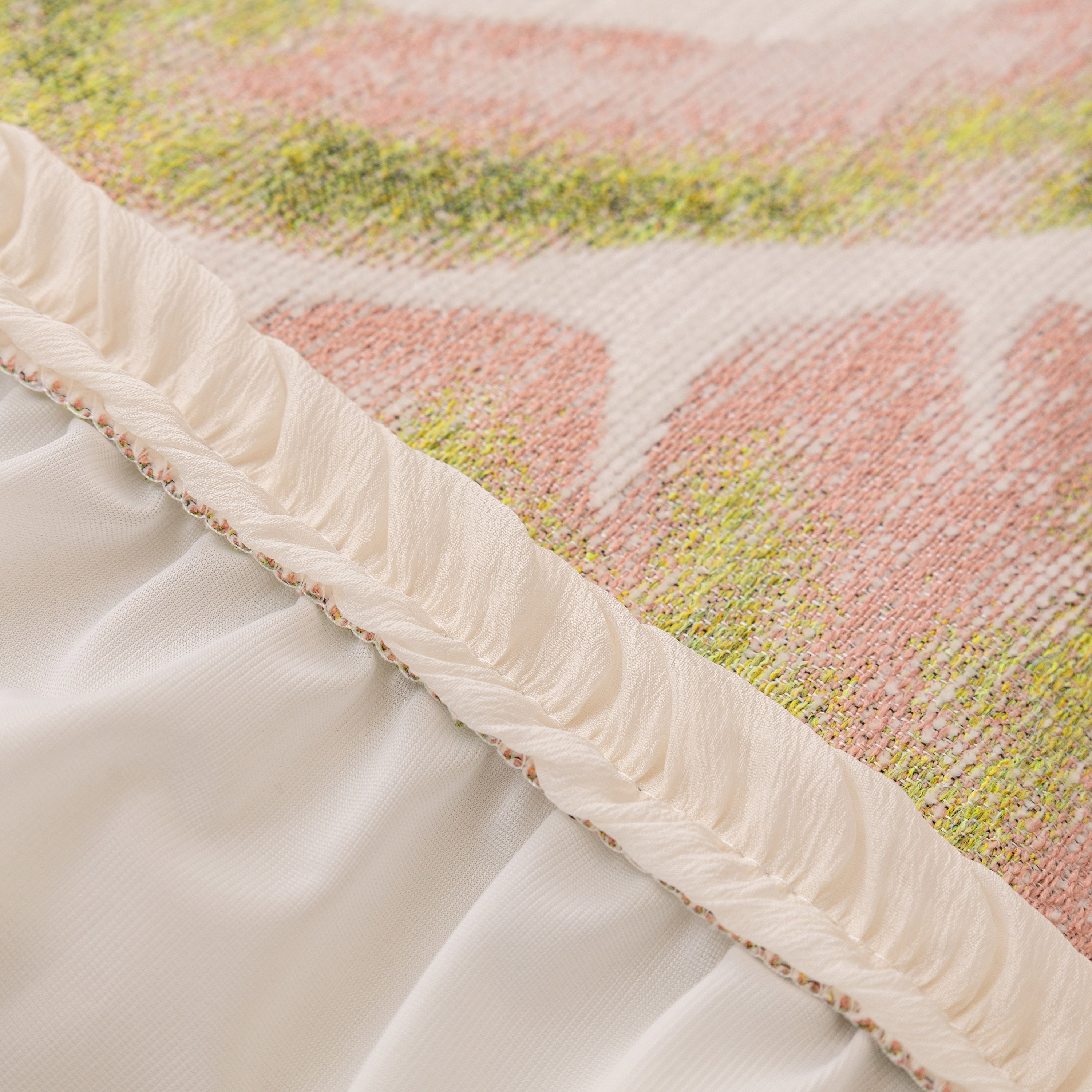 Botanical Sofa Cover With Chiffon Skirt, Floral Couch Throw Blanket For All-season