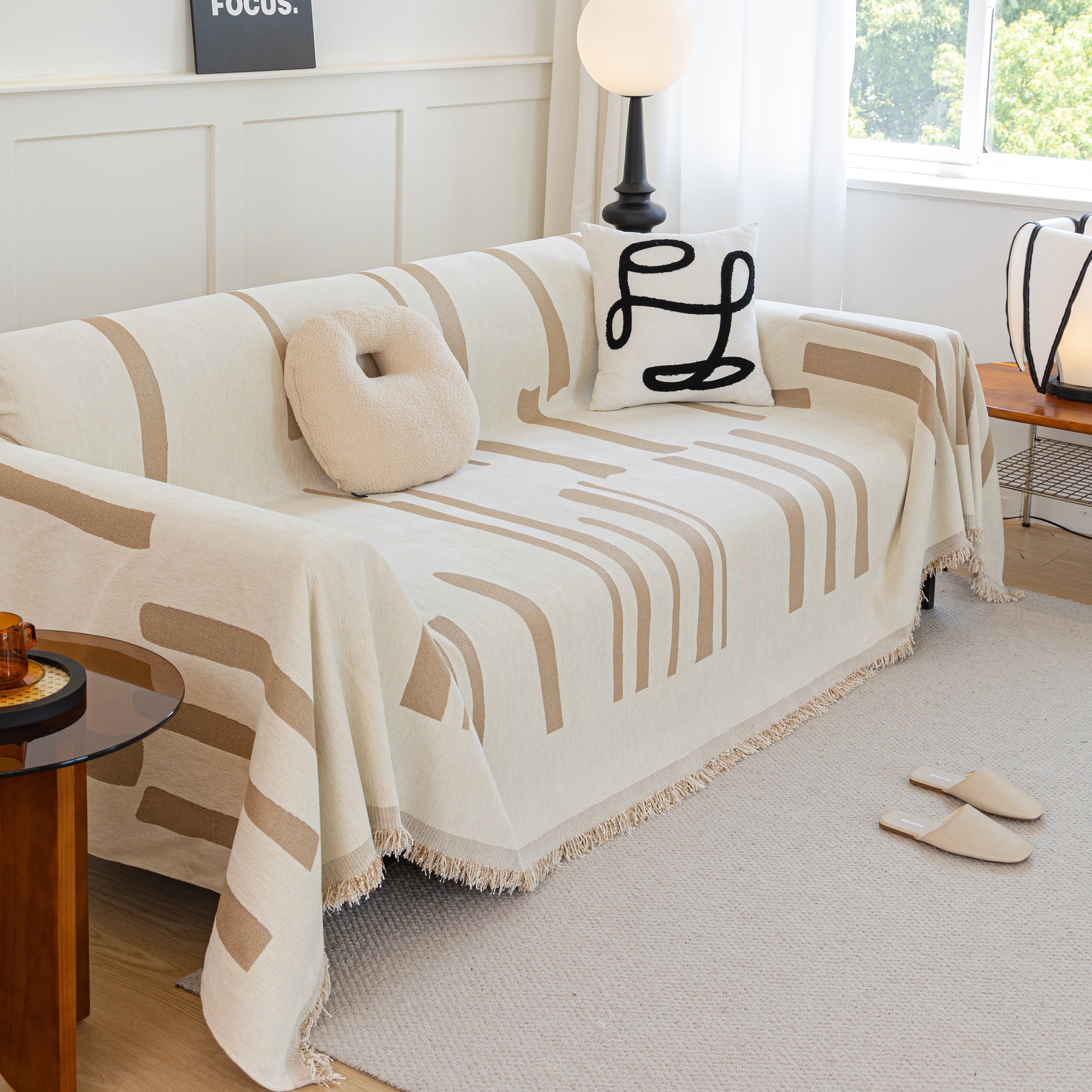 Soft Cozy Chenille Throw Cover For Couch With Tassel Accents, Dustproof Soft Throws For Sofa