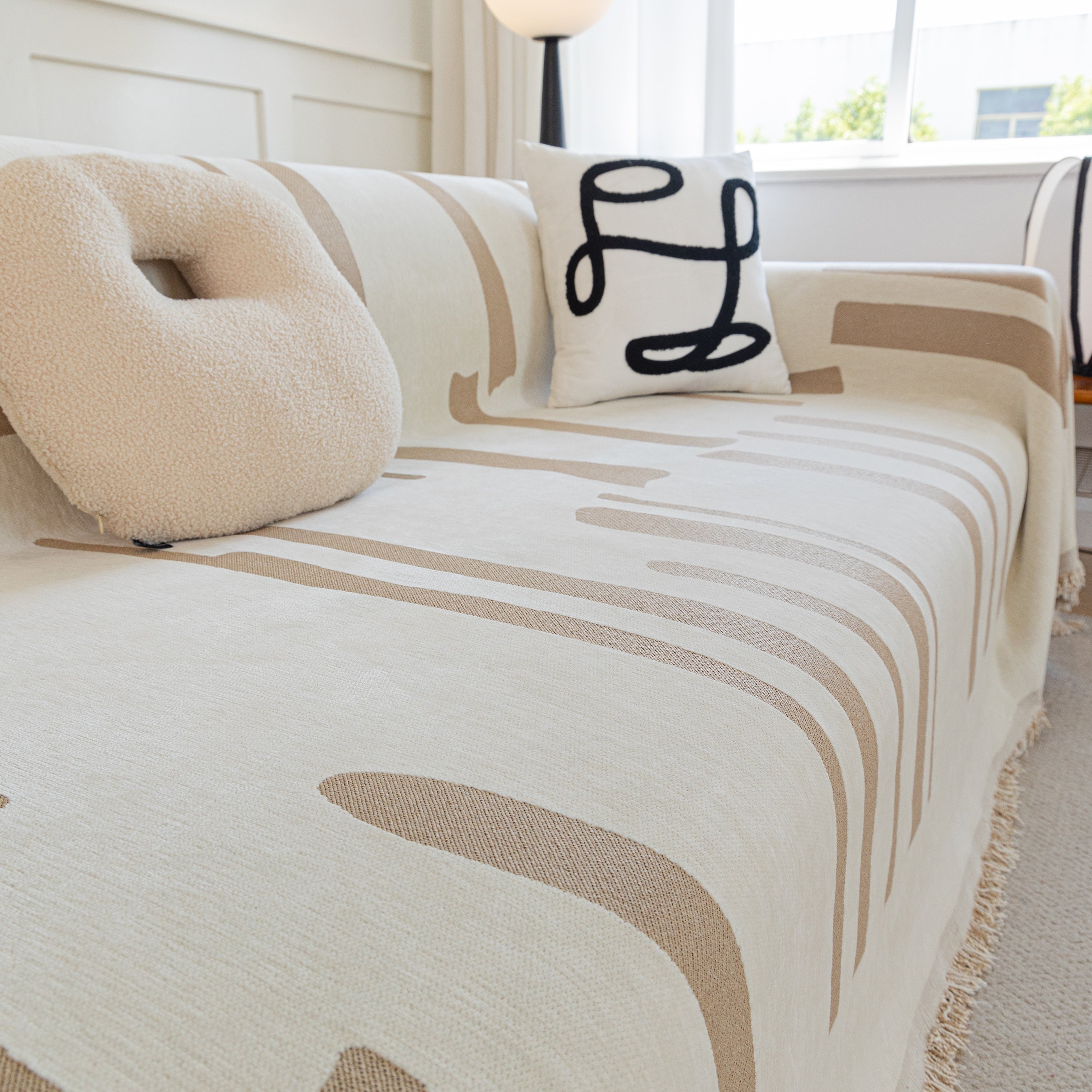 Soft Cozy Chenille Throw Cover For Couch With Tassel Accents, Dustproof Soft Throws For Sofa