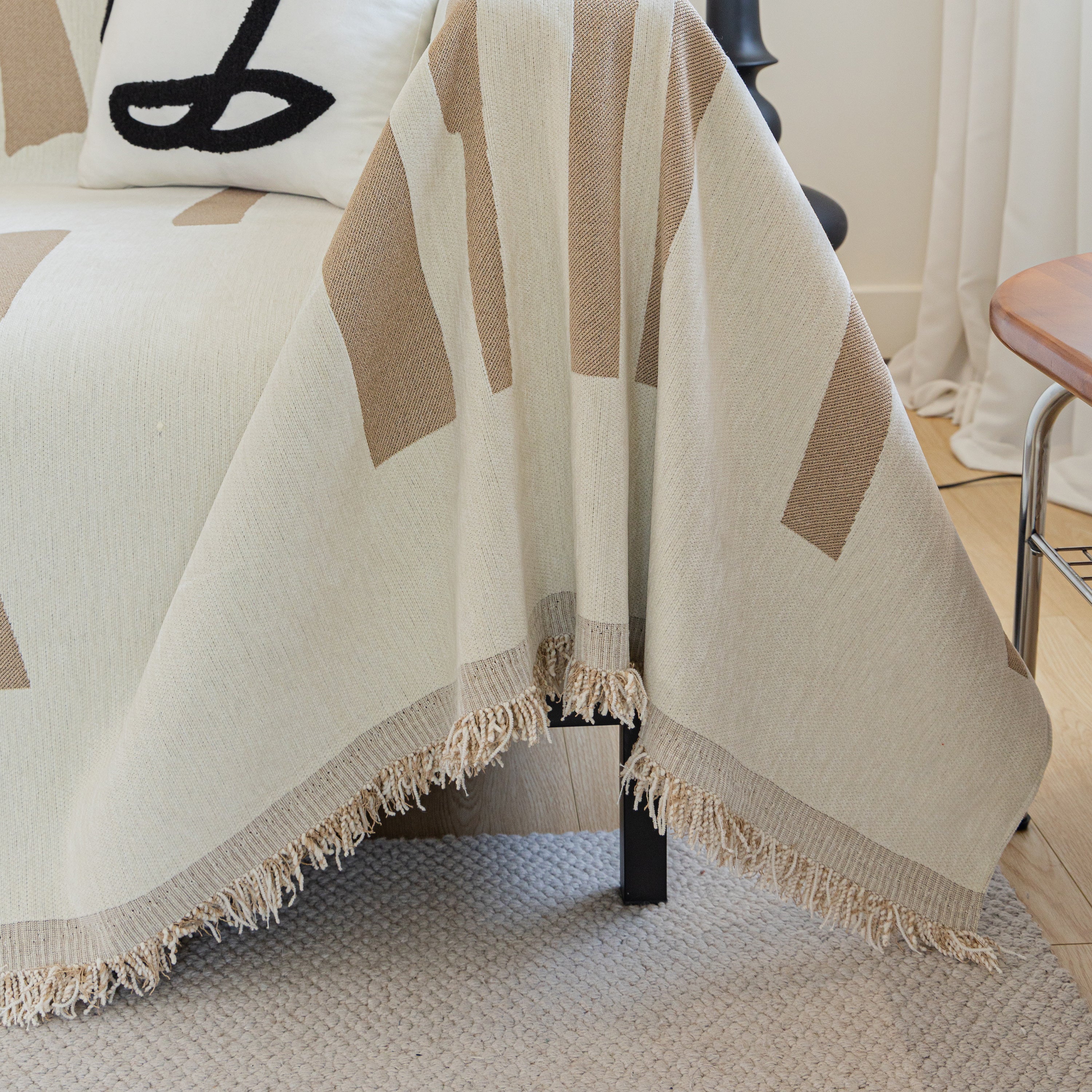 Soft Cozy Chenille Throw Cover For Couch With Tassel Accents, Dustproof Soft Throws For Sofa