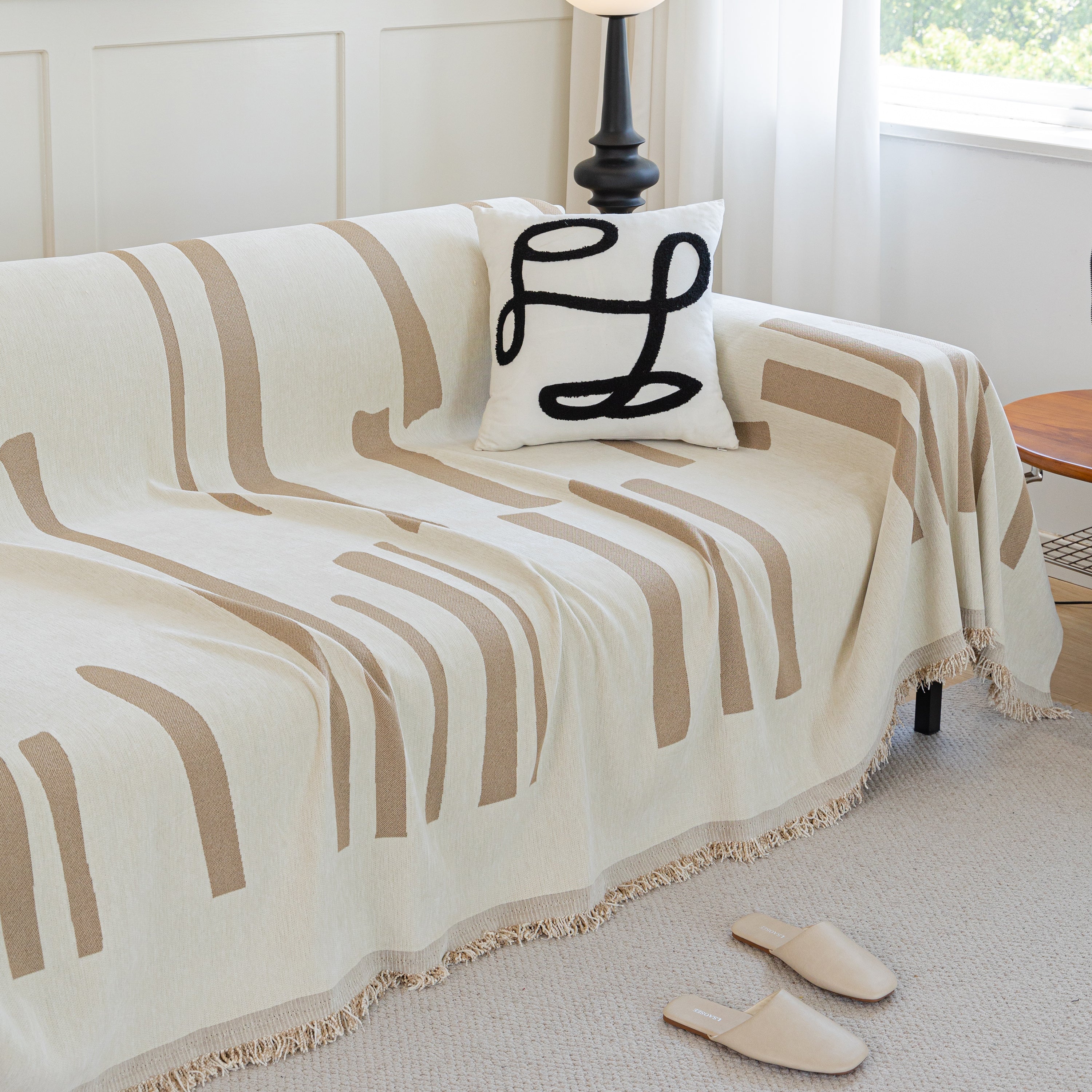 Soft Cozy Chenille Throw Cover For Couch With Tassel Accents, Dustproof Soft Throws For Sofa