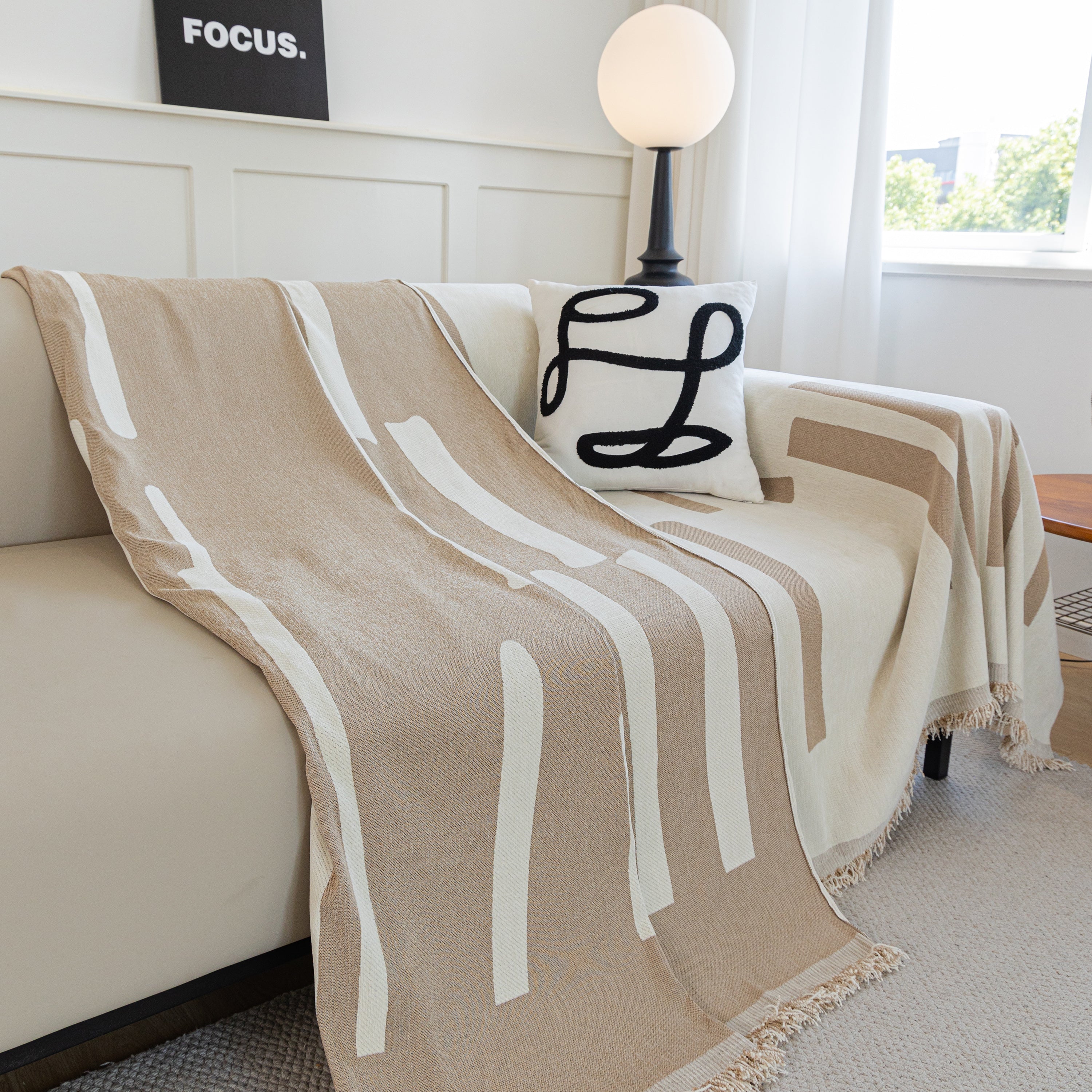 Soft Cozy Chenille Throw Cover For Couch With Tassel Accents, Dustproof Soft Throws For Sofa