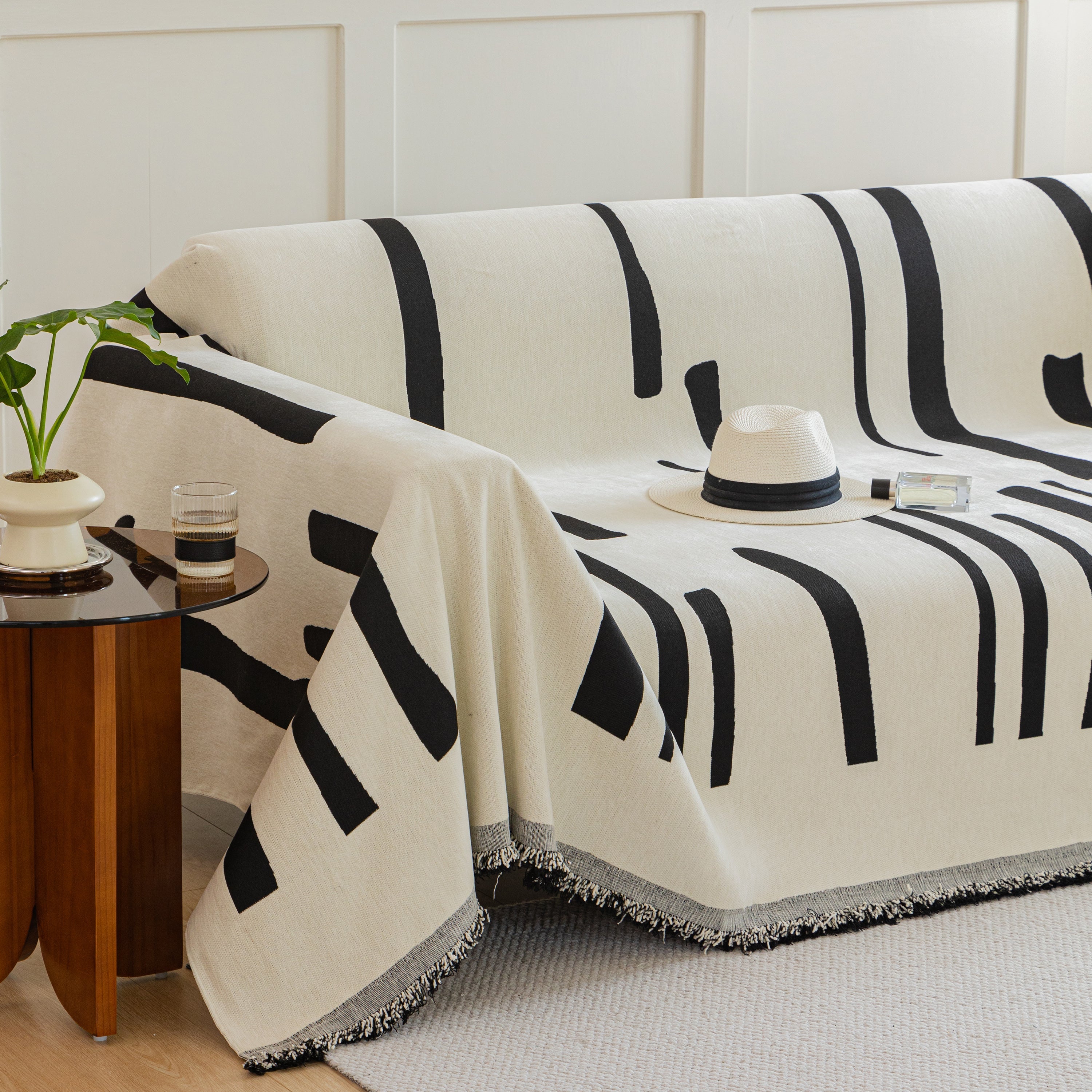 Soft Cozy Chenille Throw Cover For Couch With Tassel Accents, Dustproof Soft Throws For Sofa