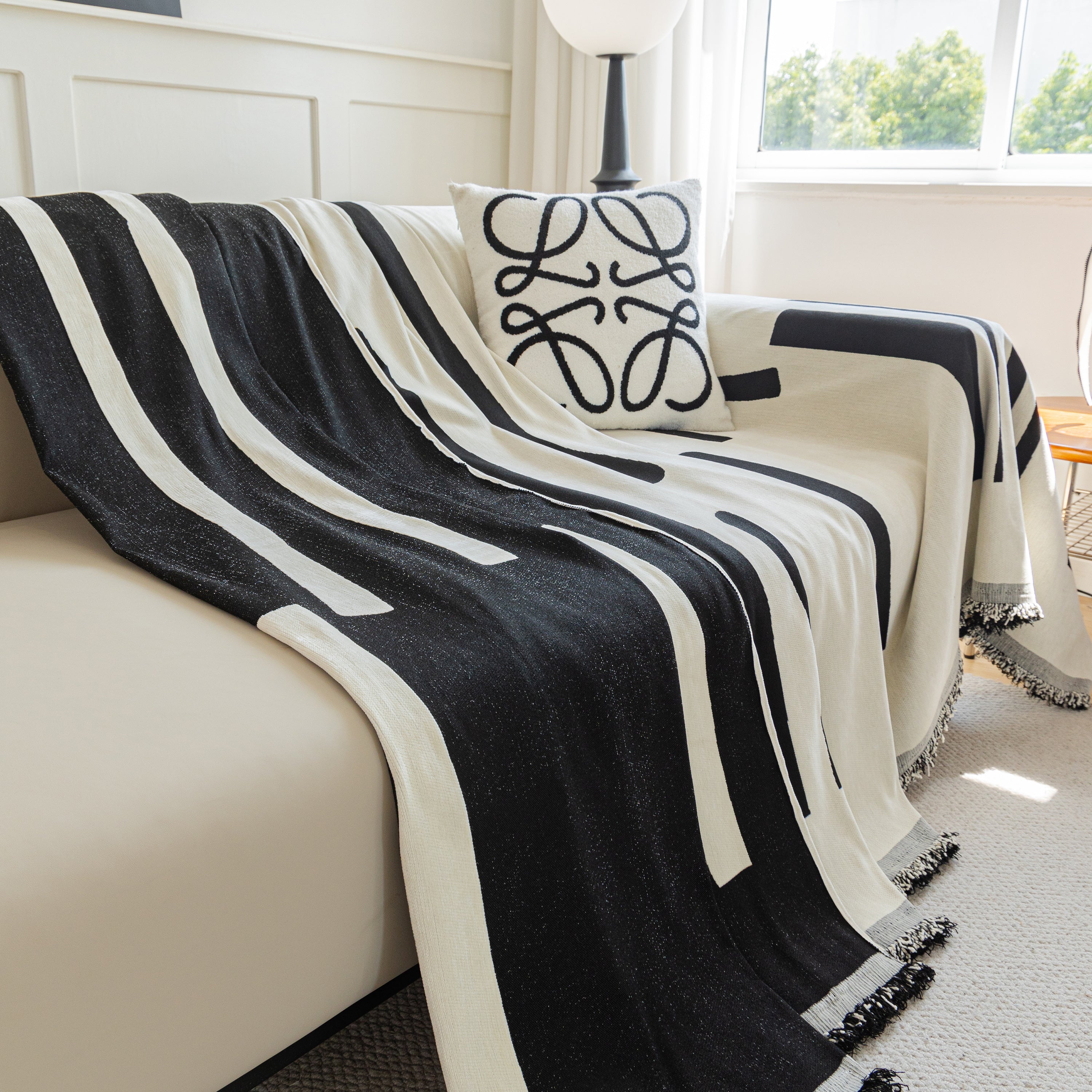 Soft Cozy Chenille Throw Cover For Couch With Tassel Accents, Dustproof Soft Throws For Sofa