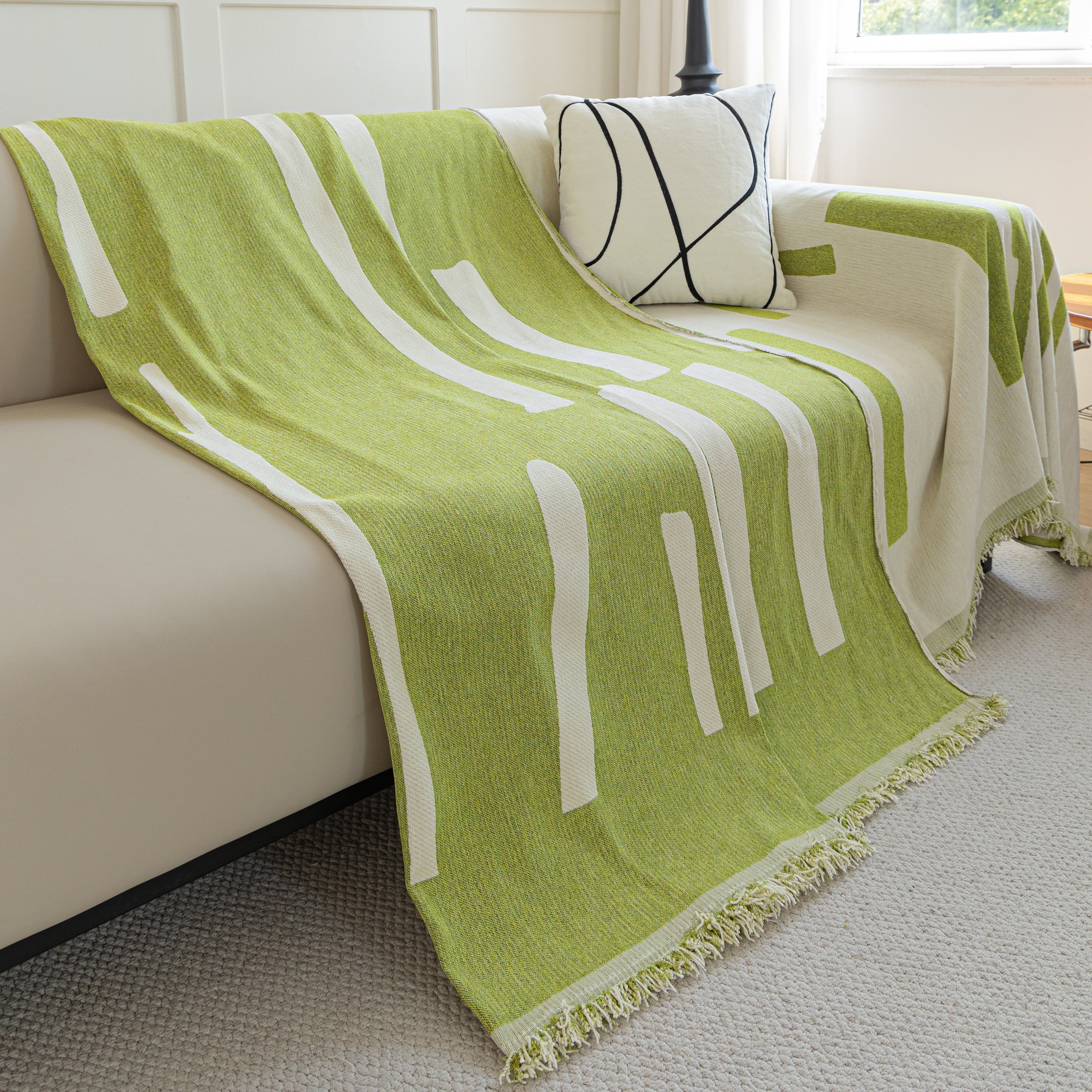 Soft Cozy Chenille Throw Cover For Couch With Tassel Accents, Dustproof Soft Throws For Sofa