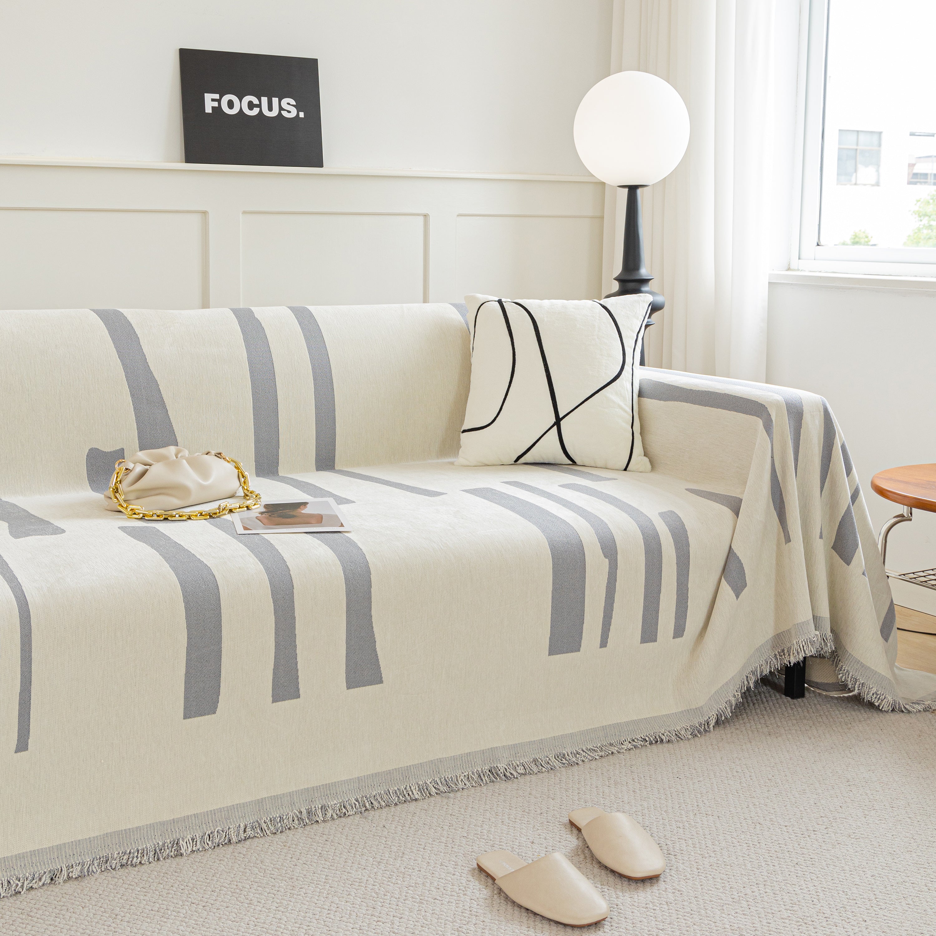 Soft Cozy Chenille Throw Cover For Couch With Tassel Accents, Dustproof Soft Throws For Sofa
