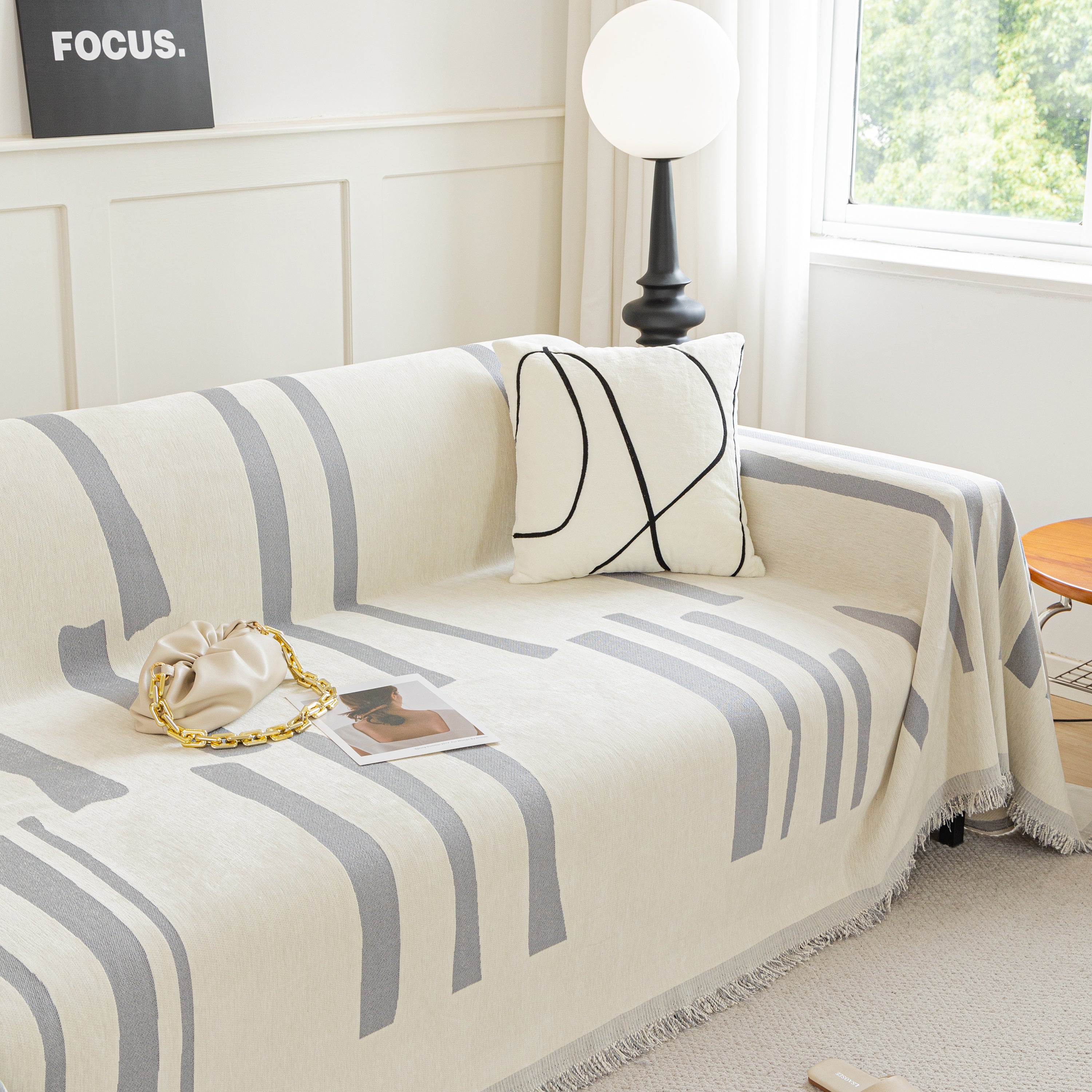 Soft Cozy Chenille Throw Cover For Couch With Tassel Accents, Dustproof Soft Throws For Sofa