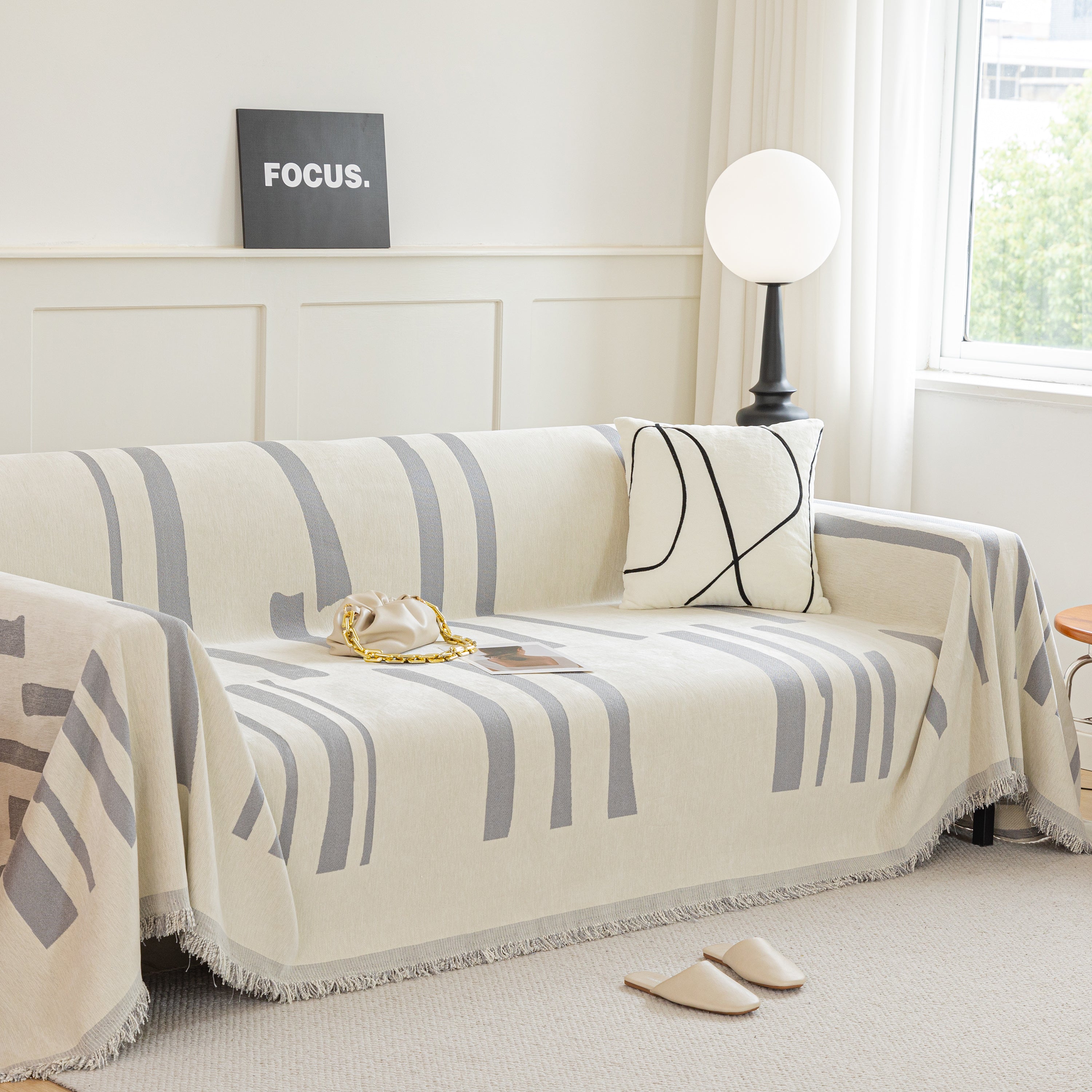 Soft Cozy Chenille Throw Cover For Couch With Tassel Accents, Dustproof Soft Throws For Sofa
