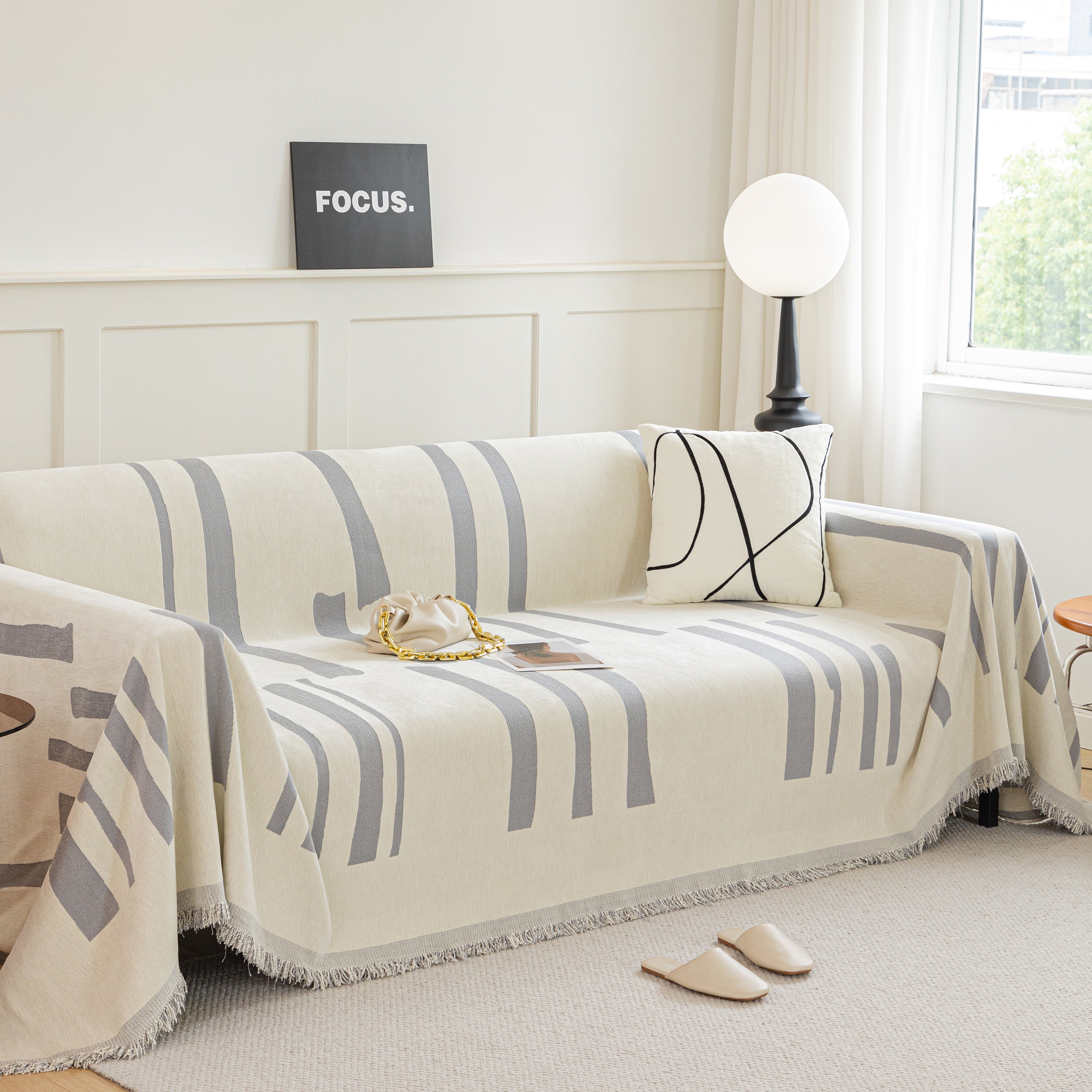 Soft Cozy Chenille Throw Cover For Couch With Tassel Accents, Dustproof Soft Throws For Sofa