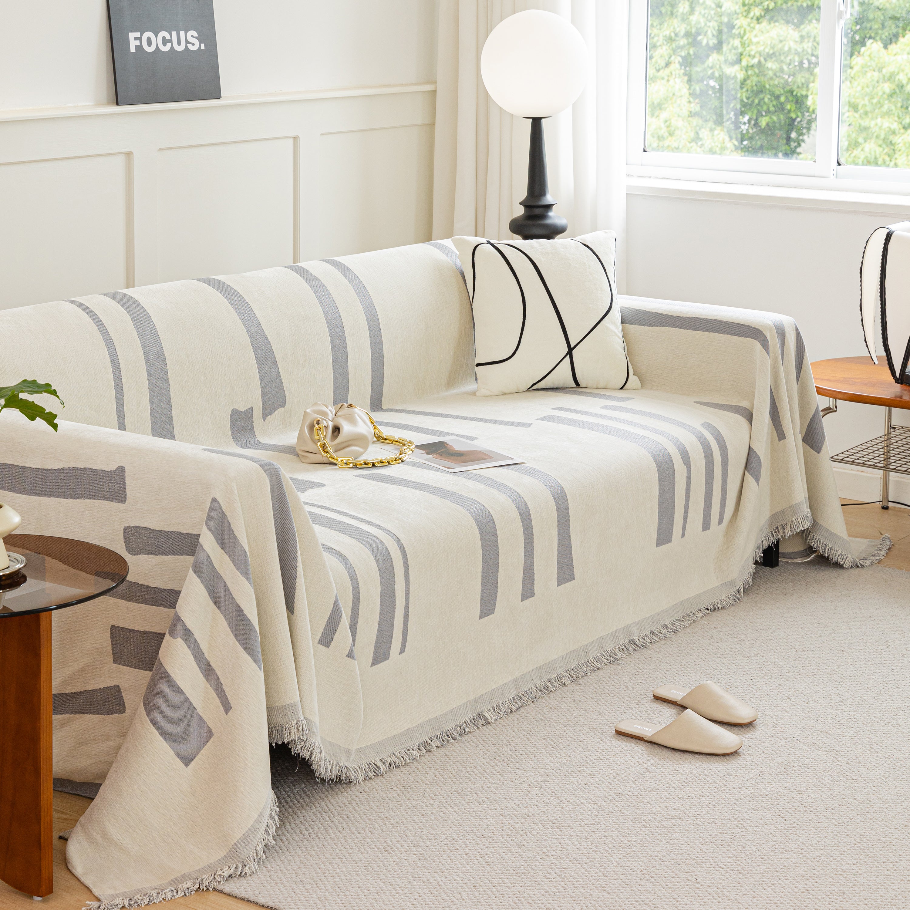 Soft Cozy Chenille Throw Cover For Couch With Tassel Accents, Dustproof Soft Throws For Sofa