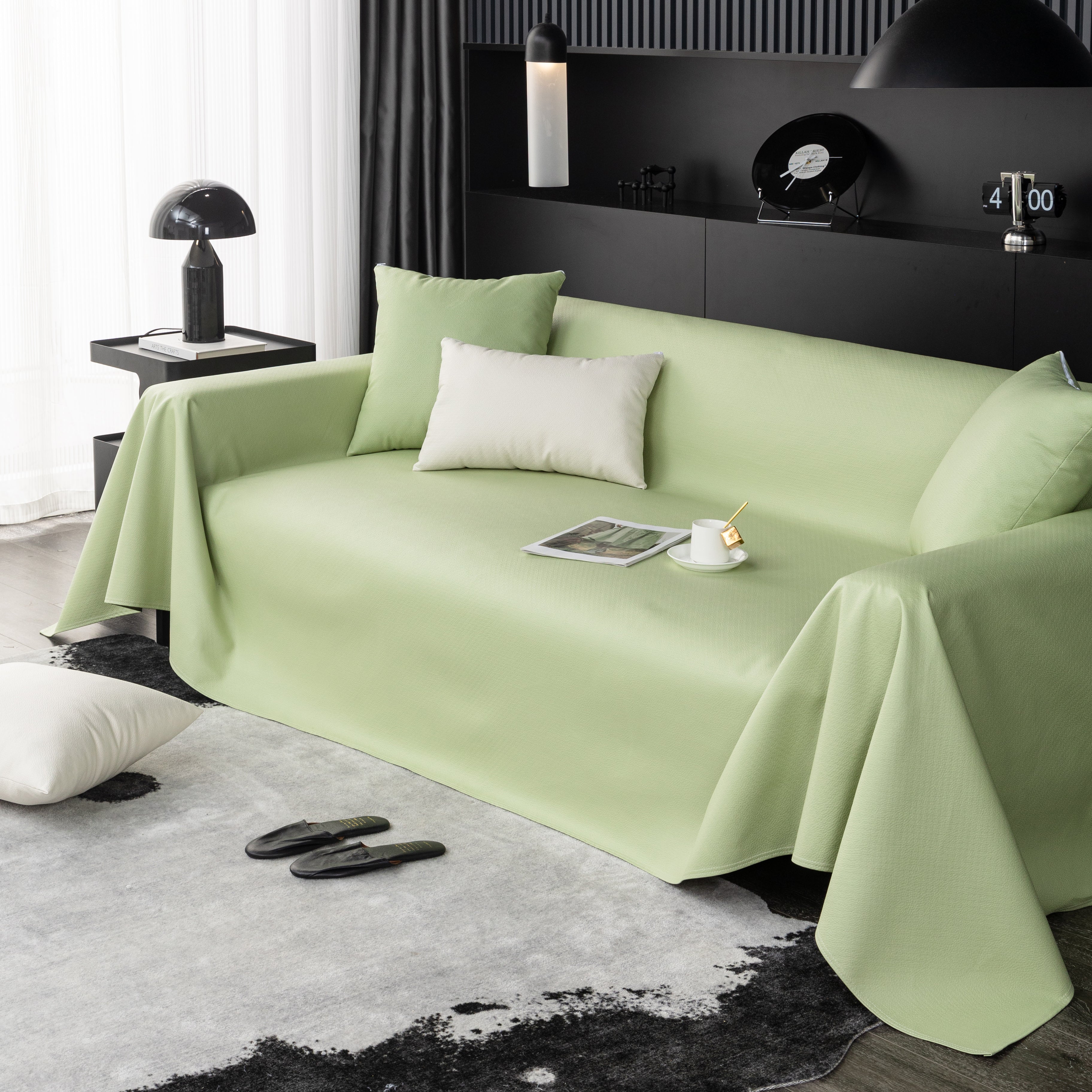 Waterproof Faux Leather Couch Throw Covers, Pet Couch Cover, Non Slip Furniture Covers For Leather Sofas