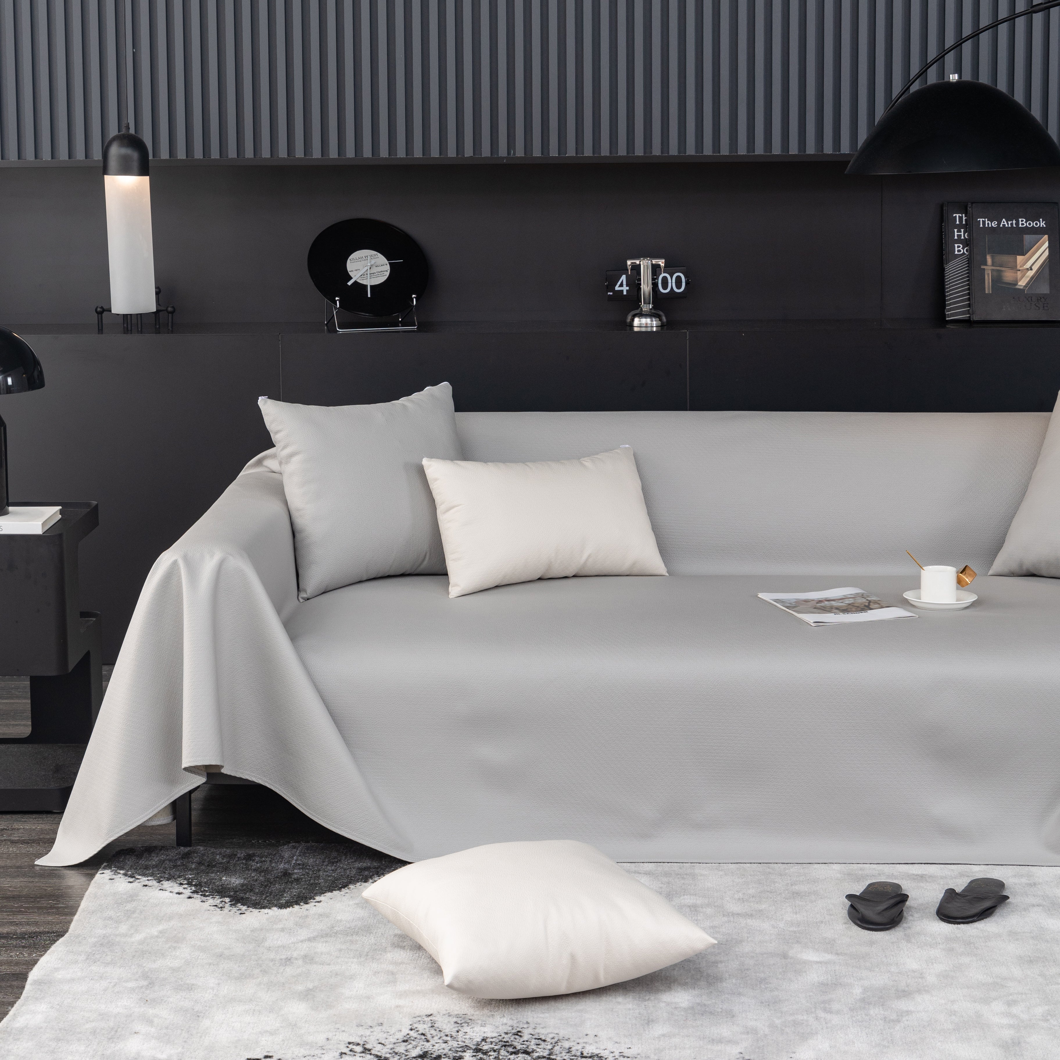 Waterproof Faux Leather Couch Throw Covers, Pet Couch Cover, Non Slip Furniture Covers For Leather Sofas