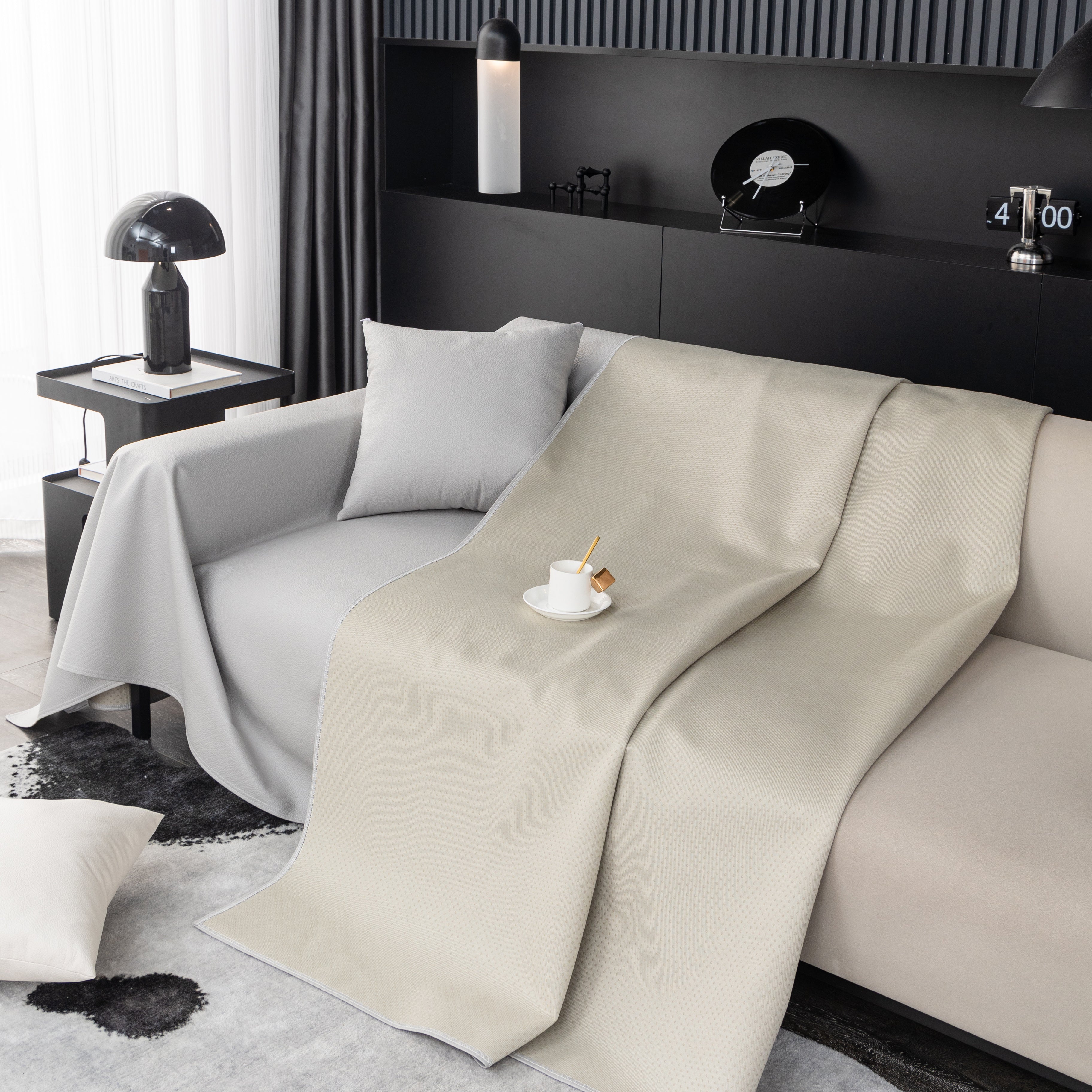Waterproof Faux Leather Couch Throw Covers, Pet Couch Cover, Non Slip Furniture Covers For Leather Sofas