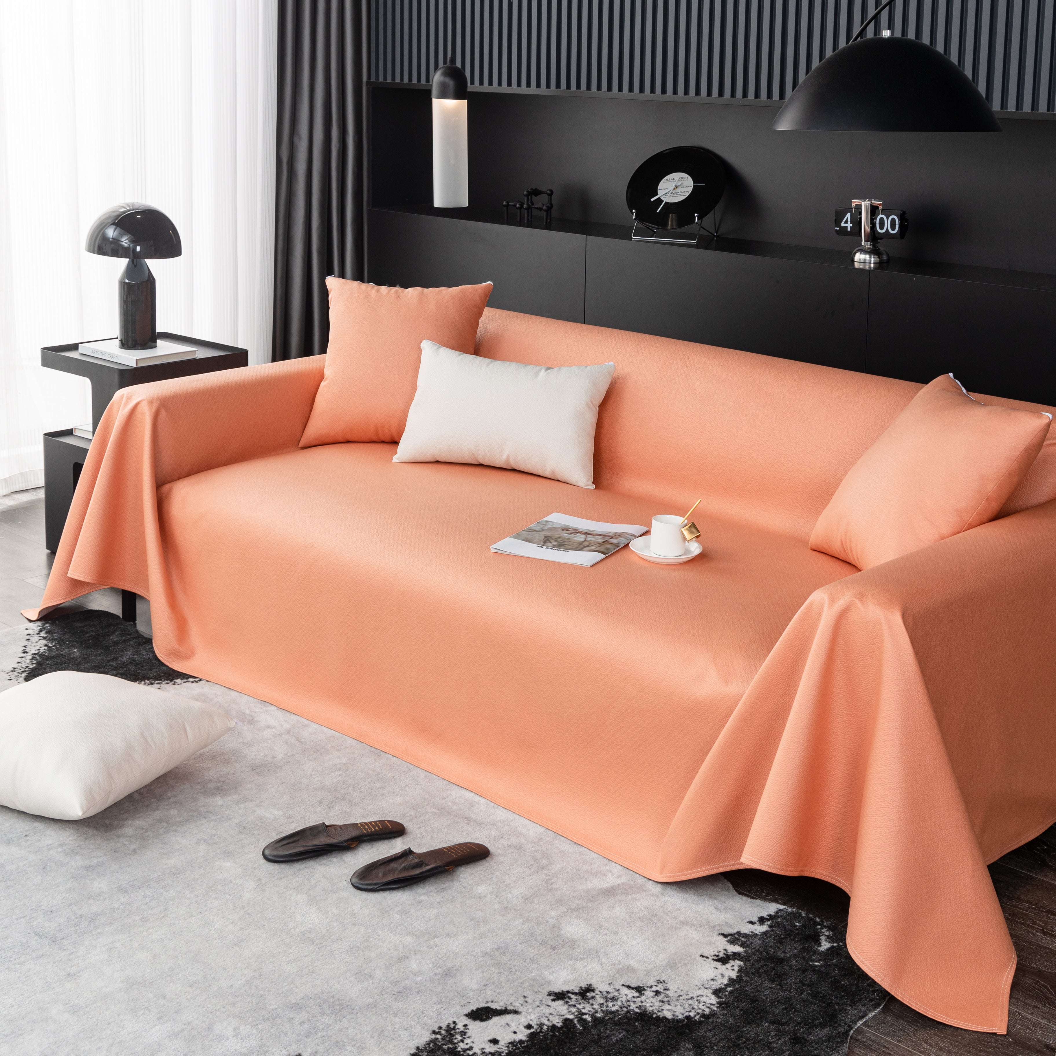 Waterproof Faux Leather Couch Throw Covers, Pet Couch Cover, Non Slip Furniture Covers For Leather Sofas