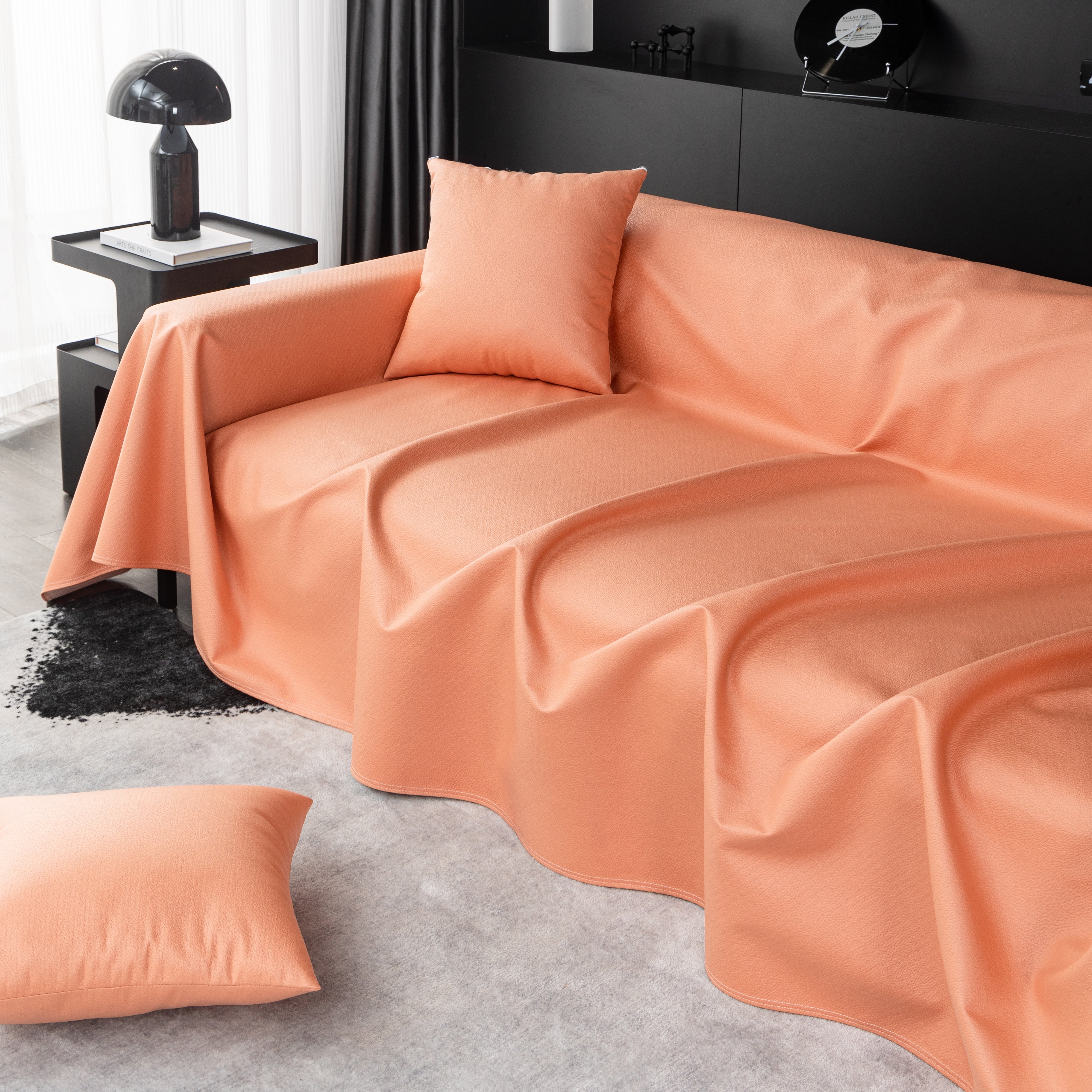 Waterproof Faux Leather Couch Throw Covers, Pet Couch Cover, Non Slip Furniture Covers For Leather Sofas