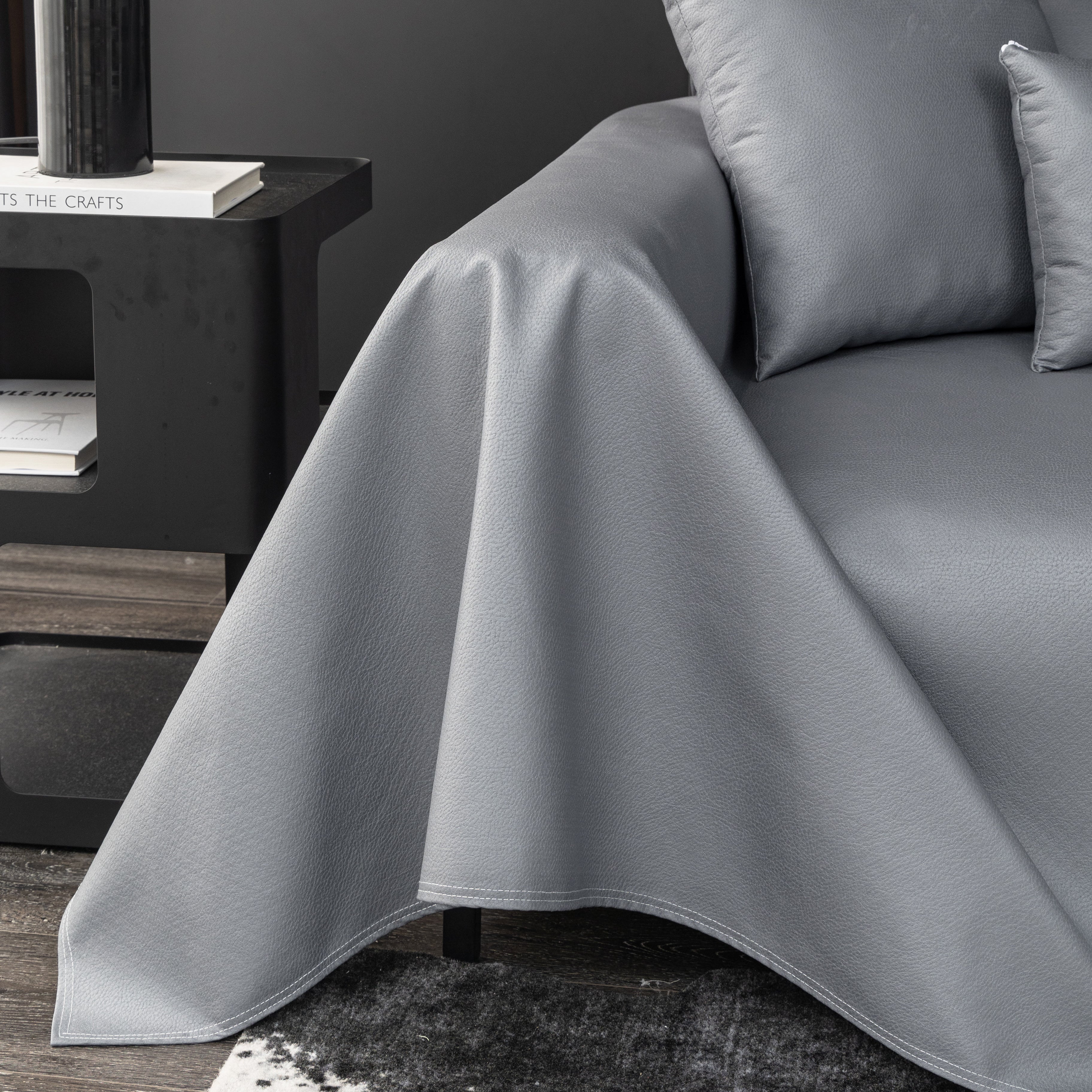 Waterproof Faux Leather Couch Throw Covers, Pet Couch Cover, Non Slip Furniture Covers For Leather Sofas