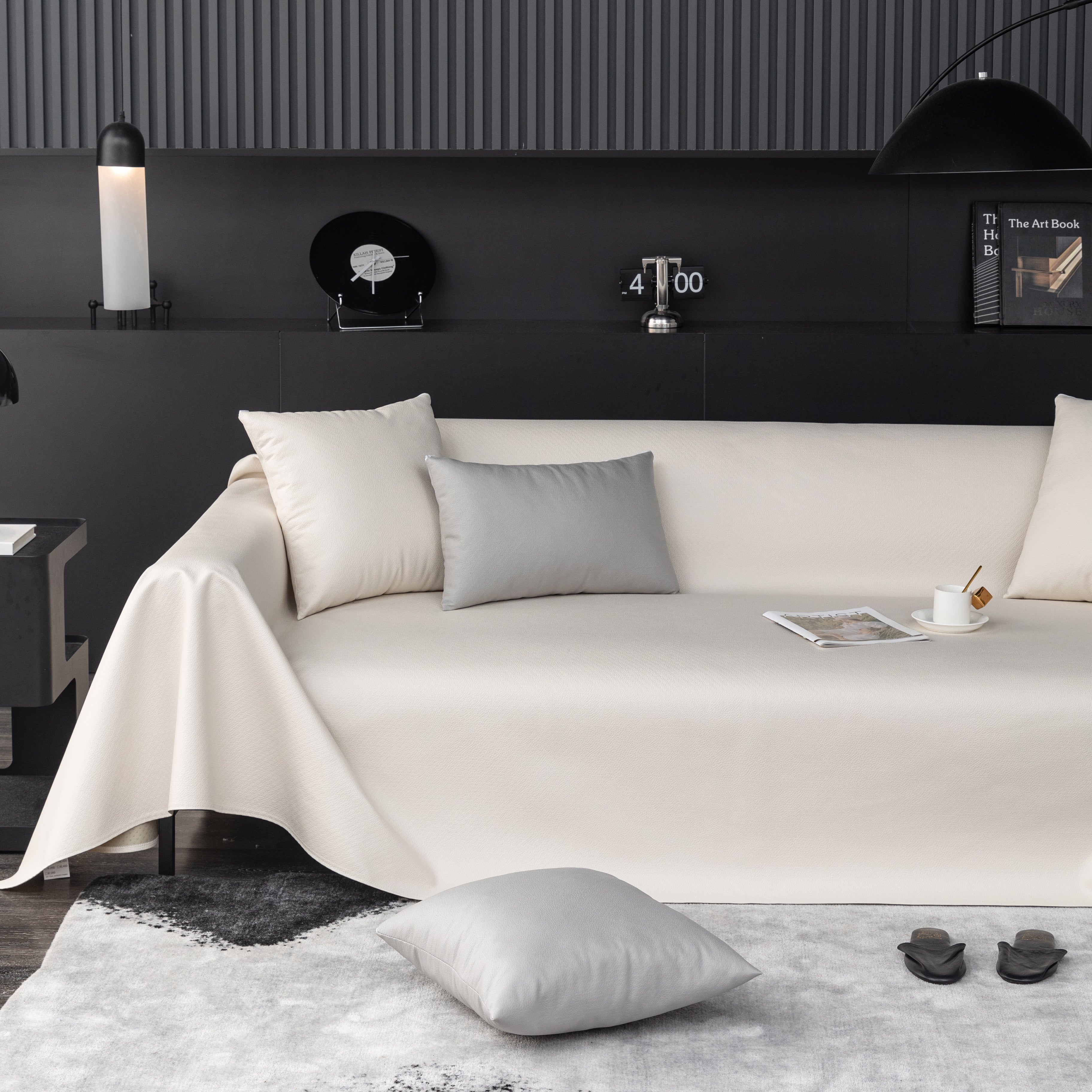 Waterproof Faux Leather Couch Throw Covers, Pet Couch Cover, Non Slip Furniture Covers For Leather Sofas