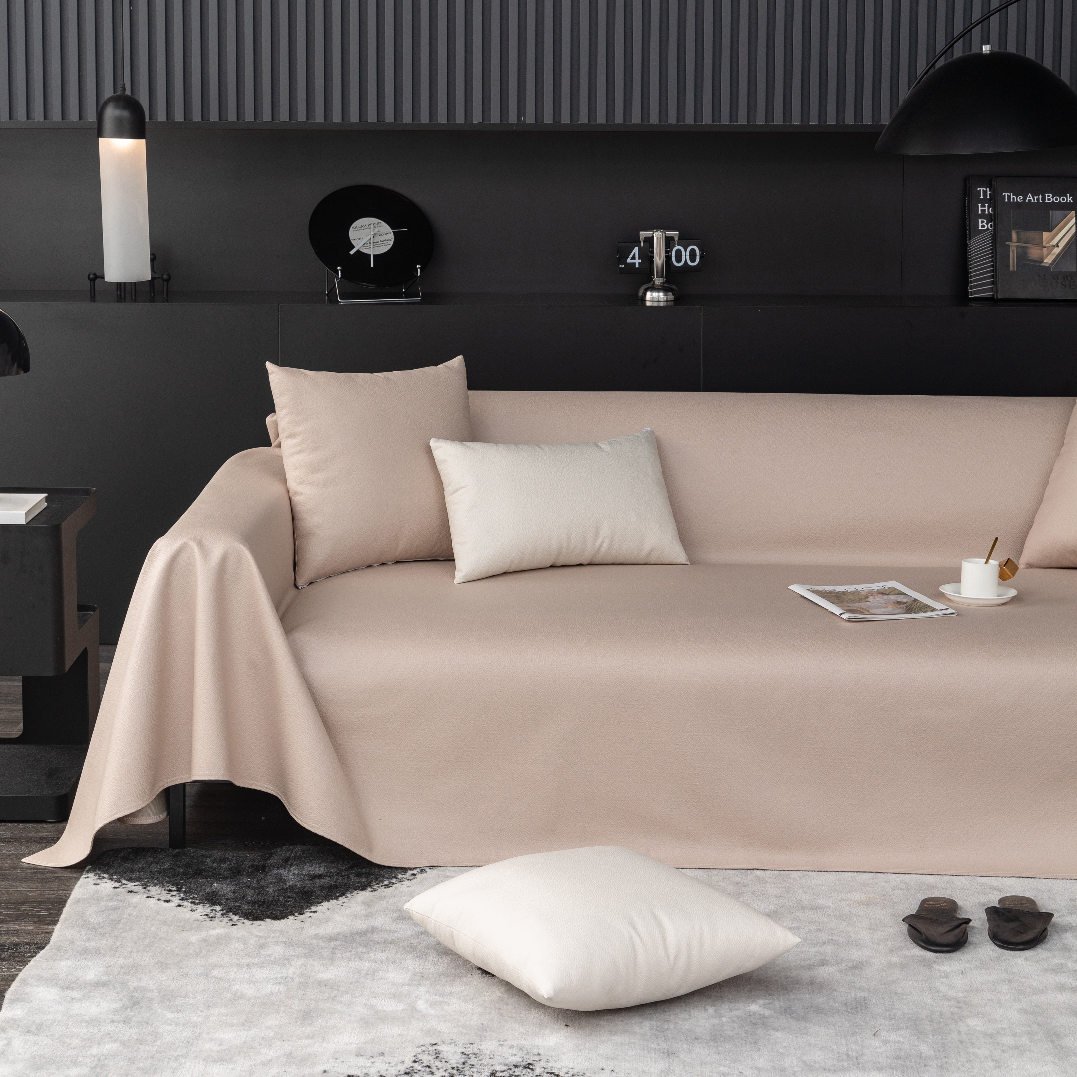 Waterproof Faux Leather Couch Throw Covers, Pet Couch Cover, Non Slip Furniture Covers For Leather Sofas