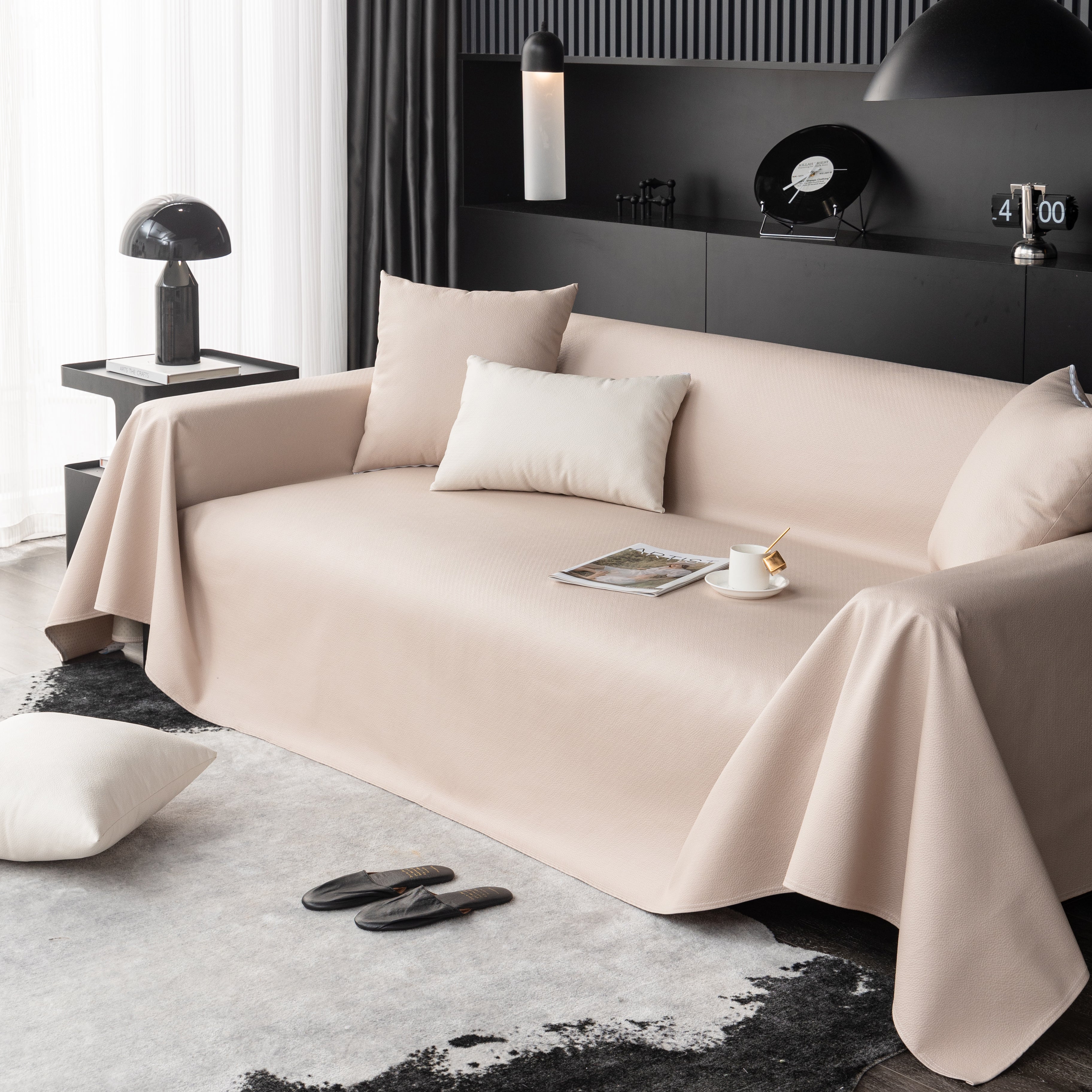 Waterproof Faux Leather Couch Throw Covers, Pet Couch Cover, Non Slip Furniture Covers For Leather Sofas