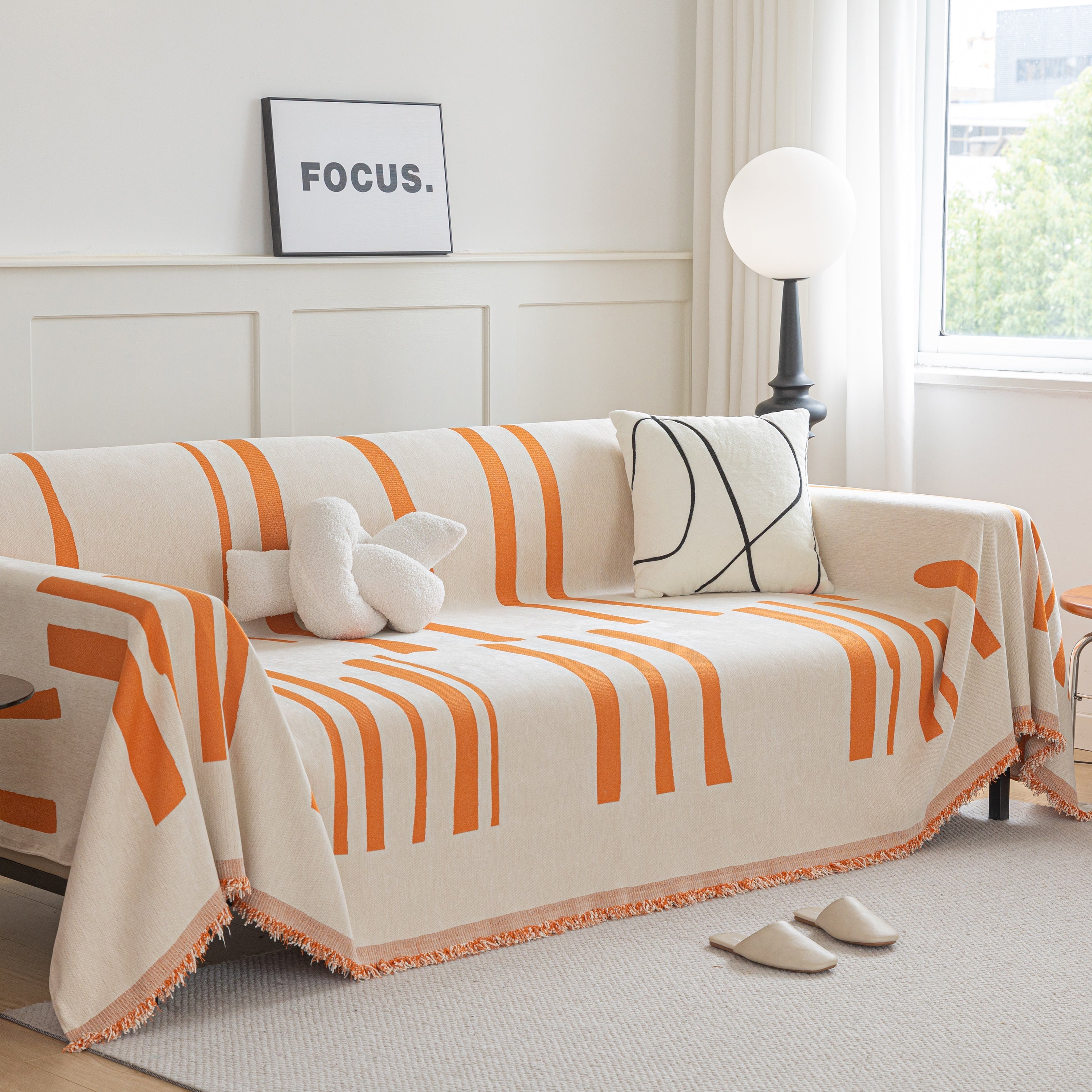 Soft Cozy Chenille Throw Cover For Couch With Tassel Accents, Dustproof Soft Throws For Sofa