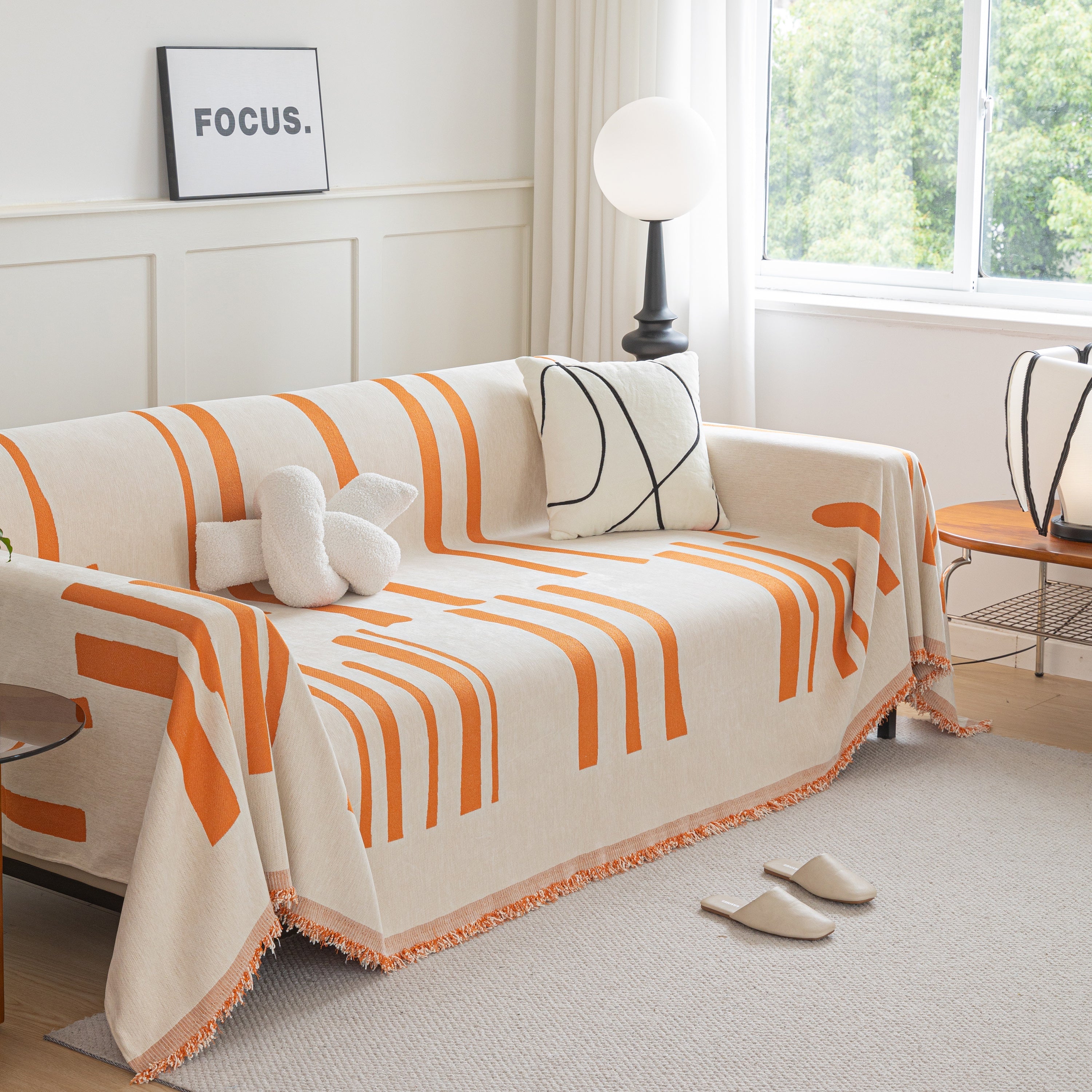 Soft Cozy Chenille Throw Cover For Couch With Tassel Accents, Dustproof Soft Throws For Sofa