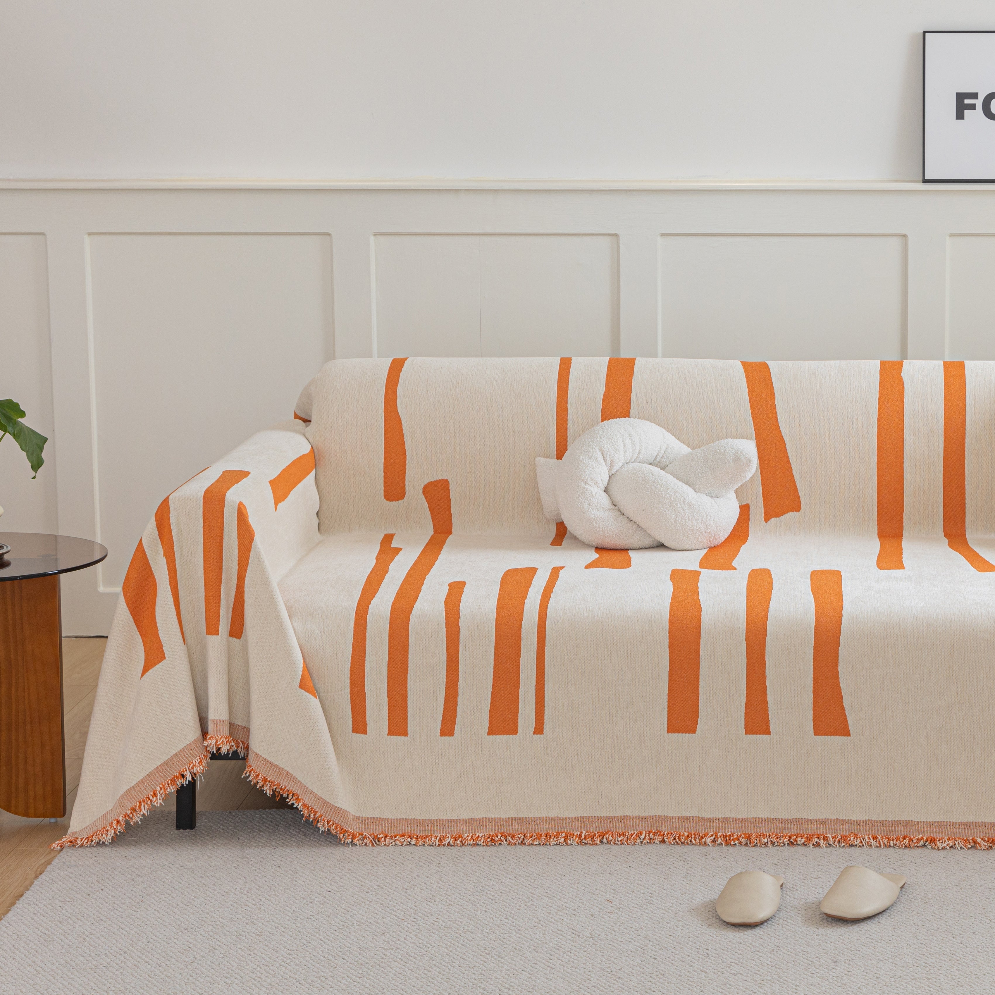 Soft Cozy Chenille Throw Cover For Couch With Tassel Accents, Dustproof Soft Throws For Sofa