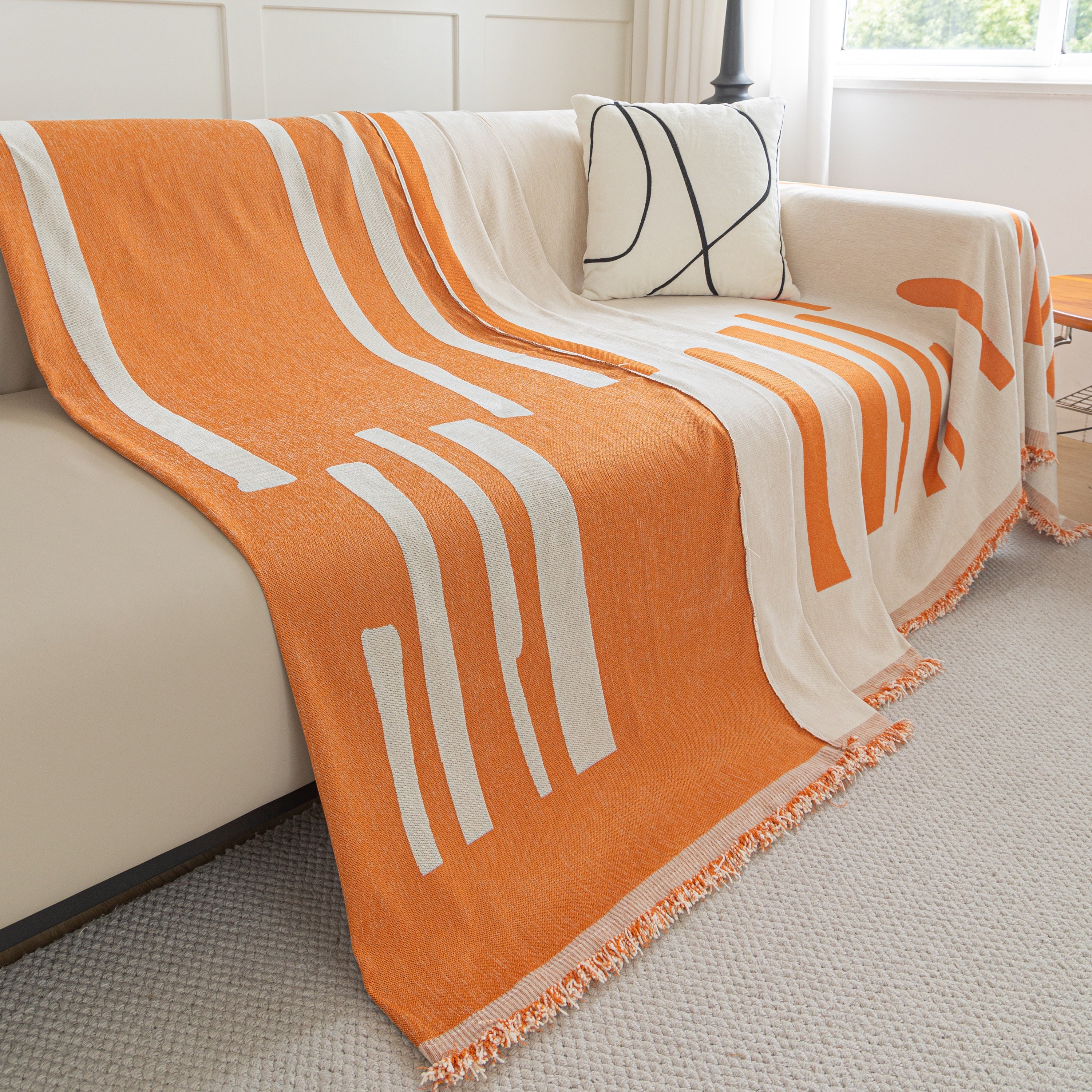 Soft Cozy Chenille Throw Cover For Couch With Tassel Accents, Dustproof Soft Throws For Sofa