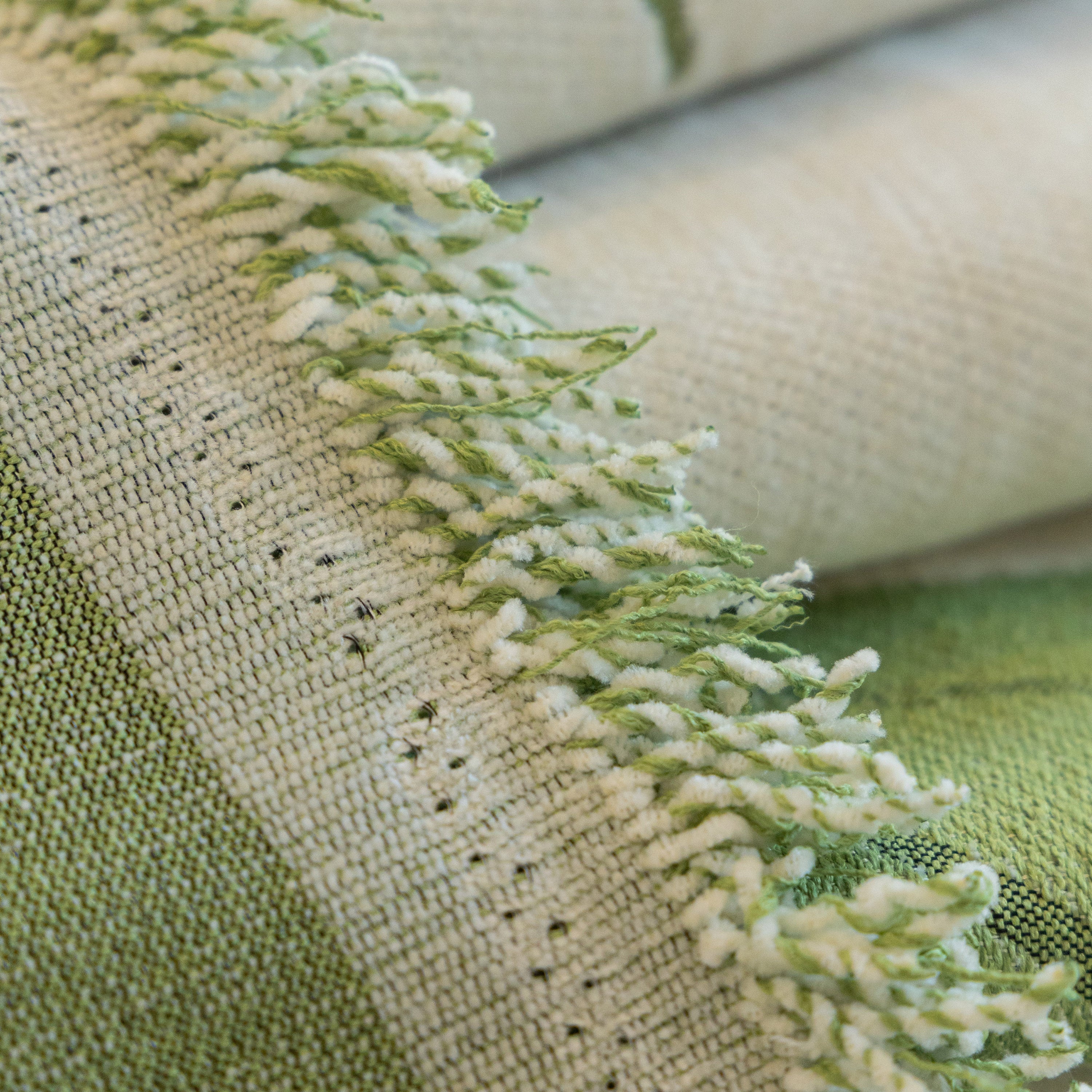 Cozy Couch Throw Blanket With Tassels, Jacquard Leaf Pattern Furniture Protector