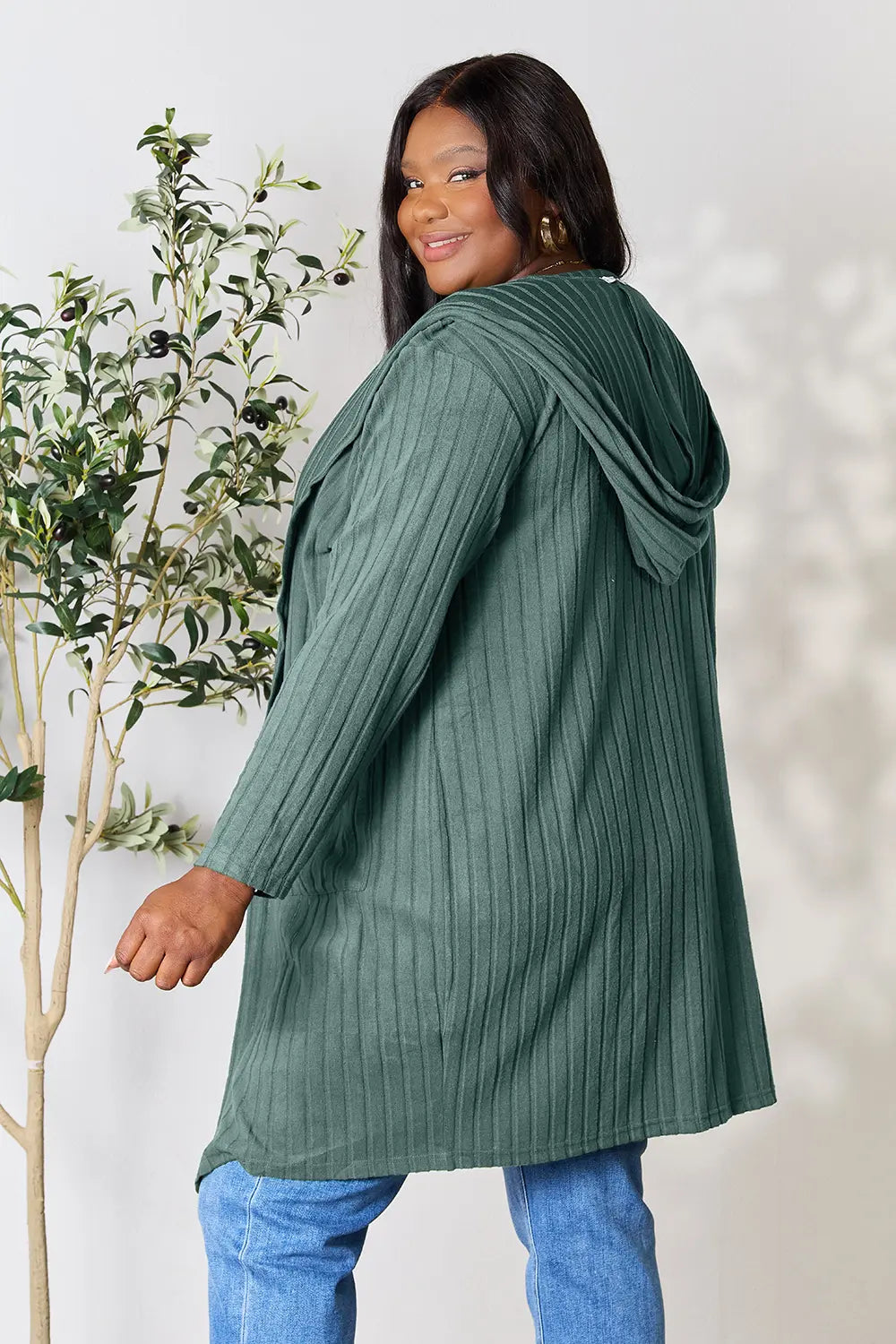 Basic Bae Full Size Hooded Sweater Cardigan | Includes Plus Size