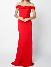 Draped Off-the-shoulder Evening Gown