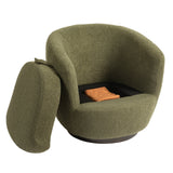 Upholstered Swivel Barrel Chair with Metal Base and Storage