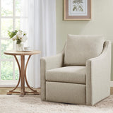 Upholstered Swivel Chair with Sloped Arms and Back Pillow