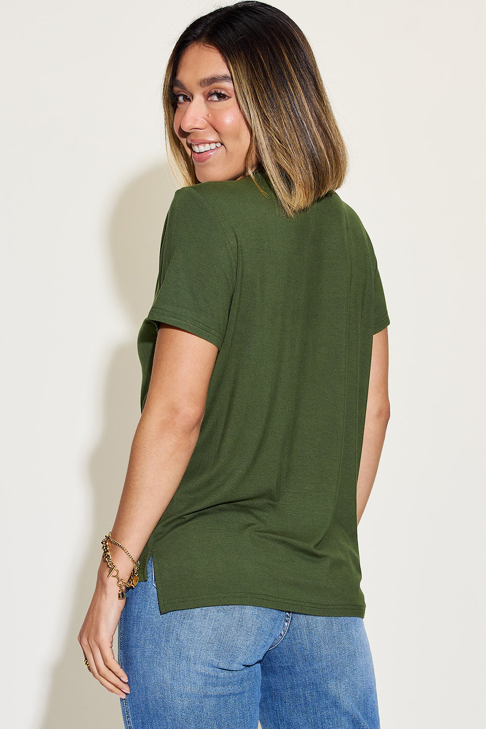 Basic Bae Full Size V-neck High-low T-shirt