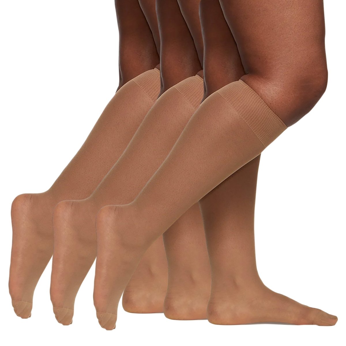 3 Pair Pack Queen All Day Sheer Knee High With Reinforced Toe