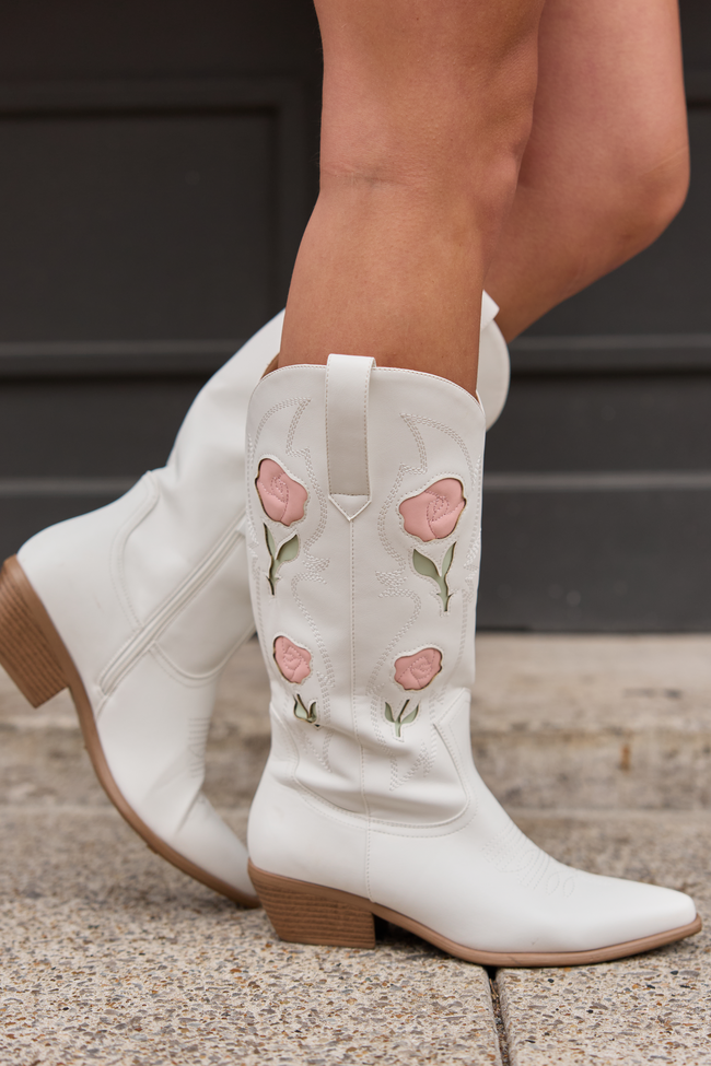 Willa Rose White Cowboy Boots Final Sale