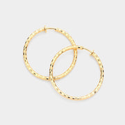1.75 Inch Metal Hoop Clip On Earrings