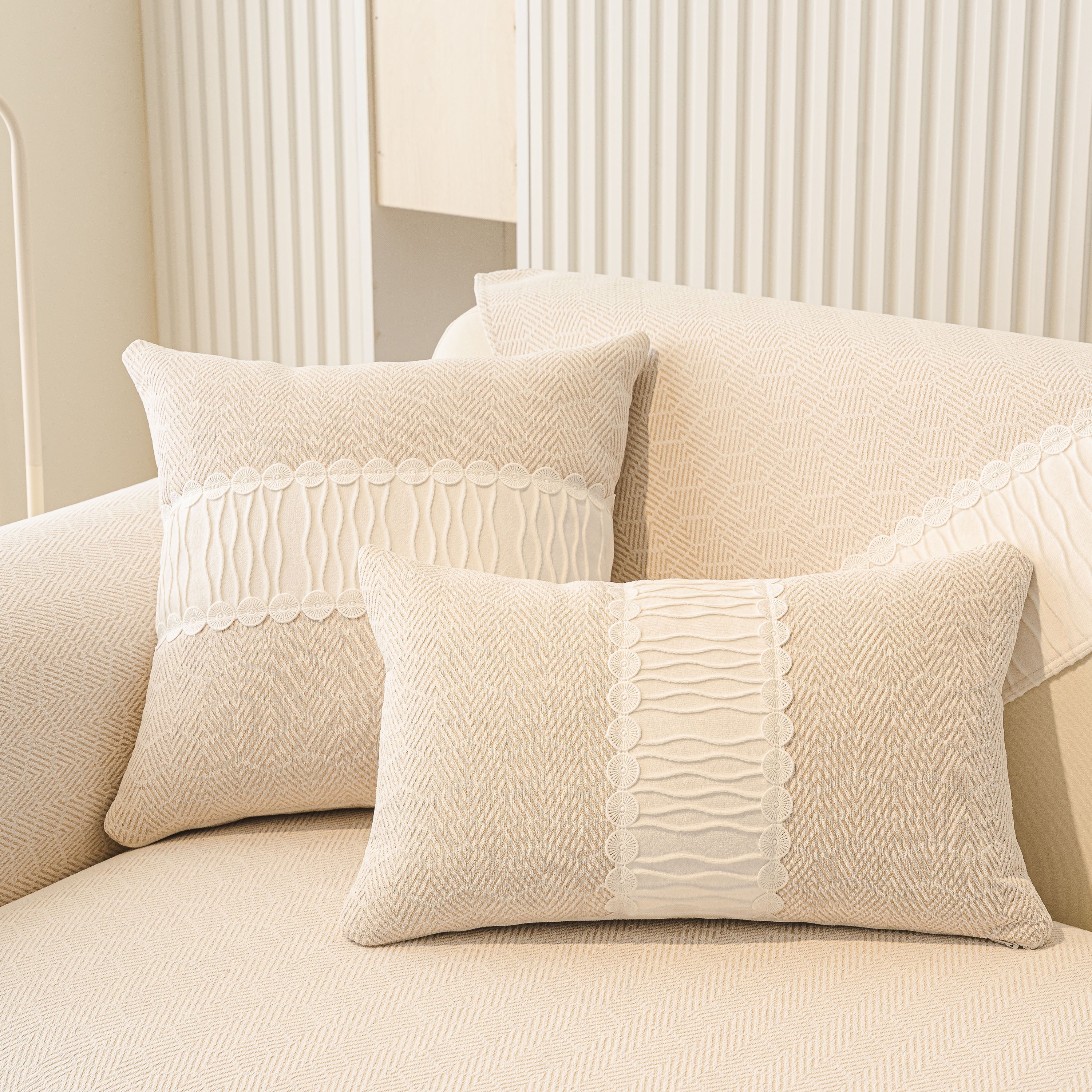 Herringbone Sofa Protector Cover, Non-slip Couch Cover For Seat, Back & Arms