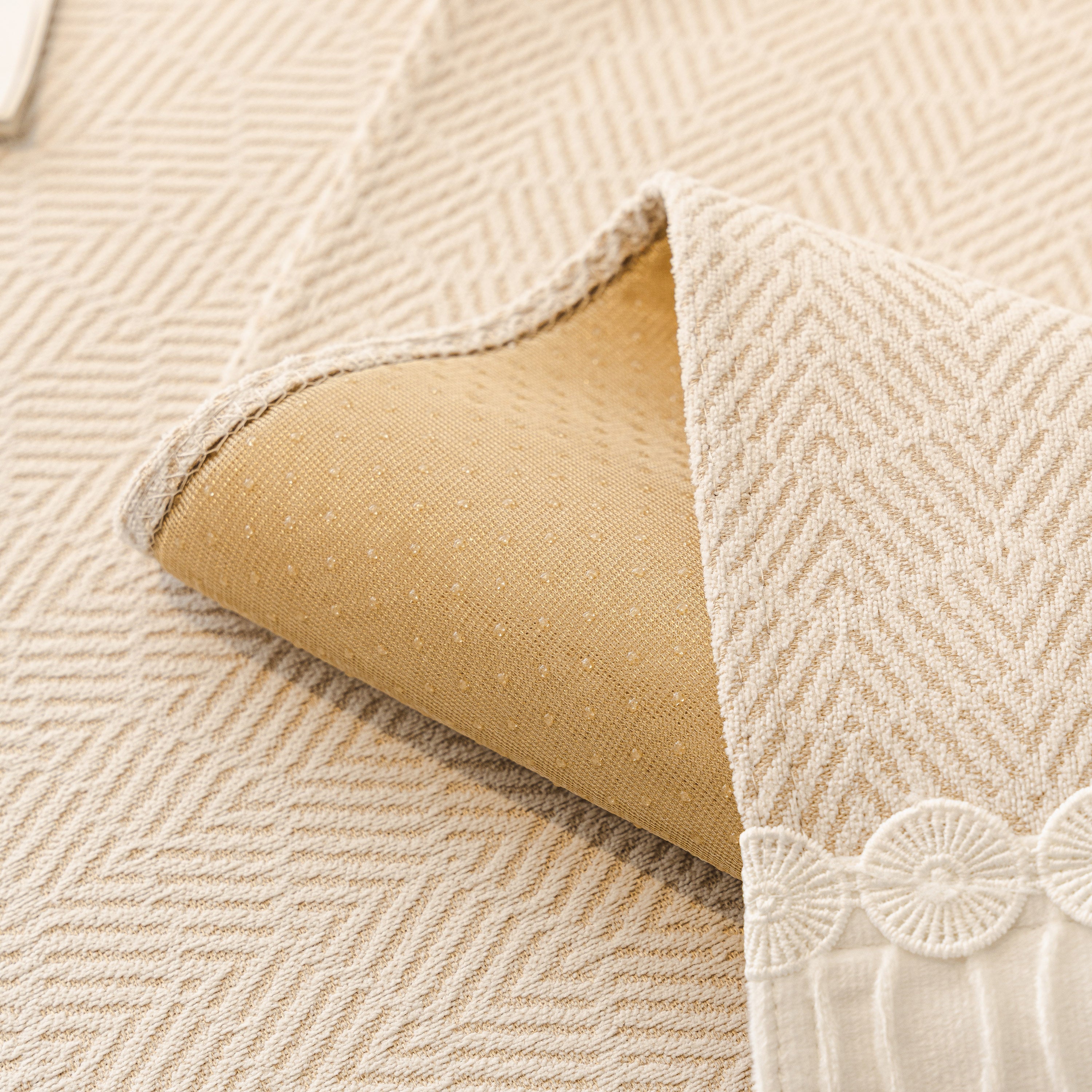 Herringbone Sofa Protector Cover, Non-slip Couch Cover For Seat, Back & Arms