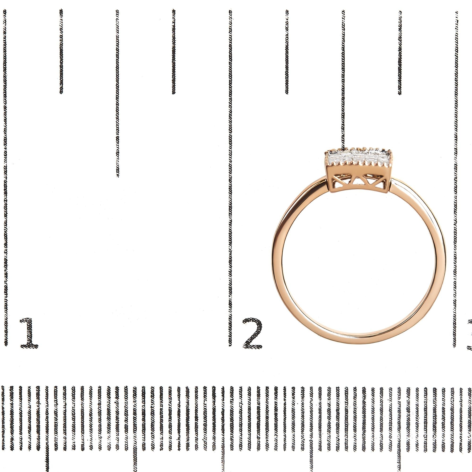 10k Rose Gold 1/3 Cttw Invisible Set Princess Cut Diamond Composite Square Shape Ring (h-i Color, I1-i2 Clarity)