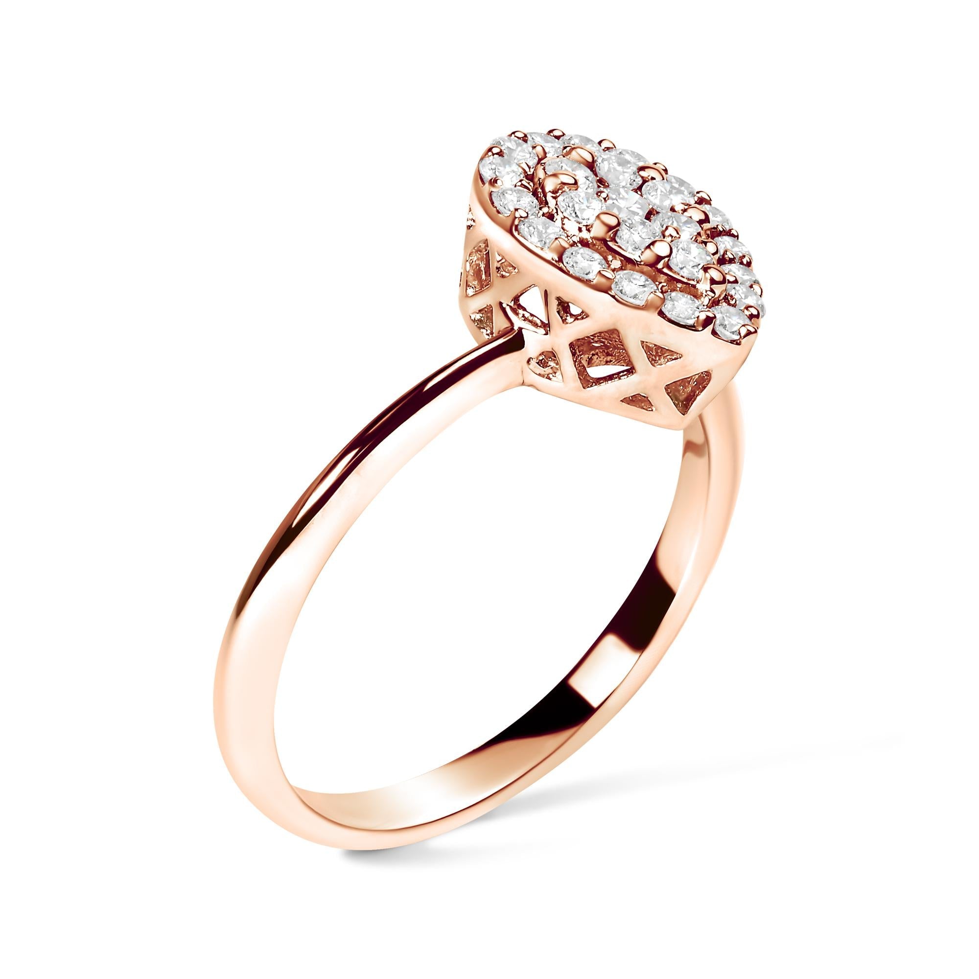 10k Rose Gold 3/8 Cttw Composite Diamond Pear Shaped Halo Promise Ring (i-j Color, I2-i3 Clarity)
