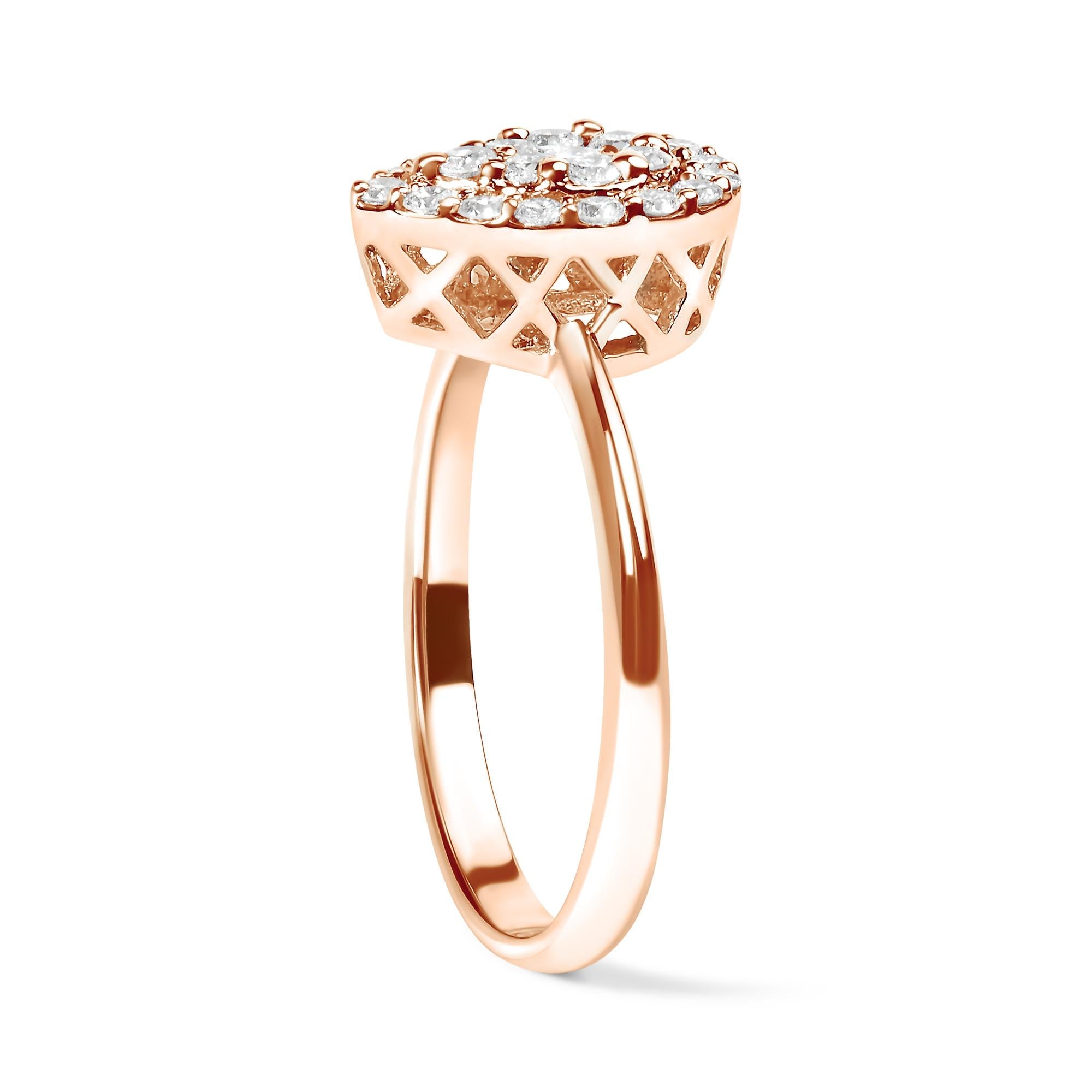 10k Rose Gold 3/8 Cttw Composite Diamond Pear Shaped Halo Promise Ring (i-j Color, I2-i3 Clarity)