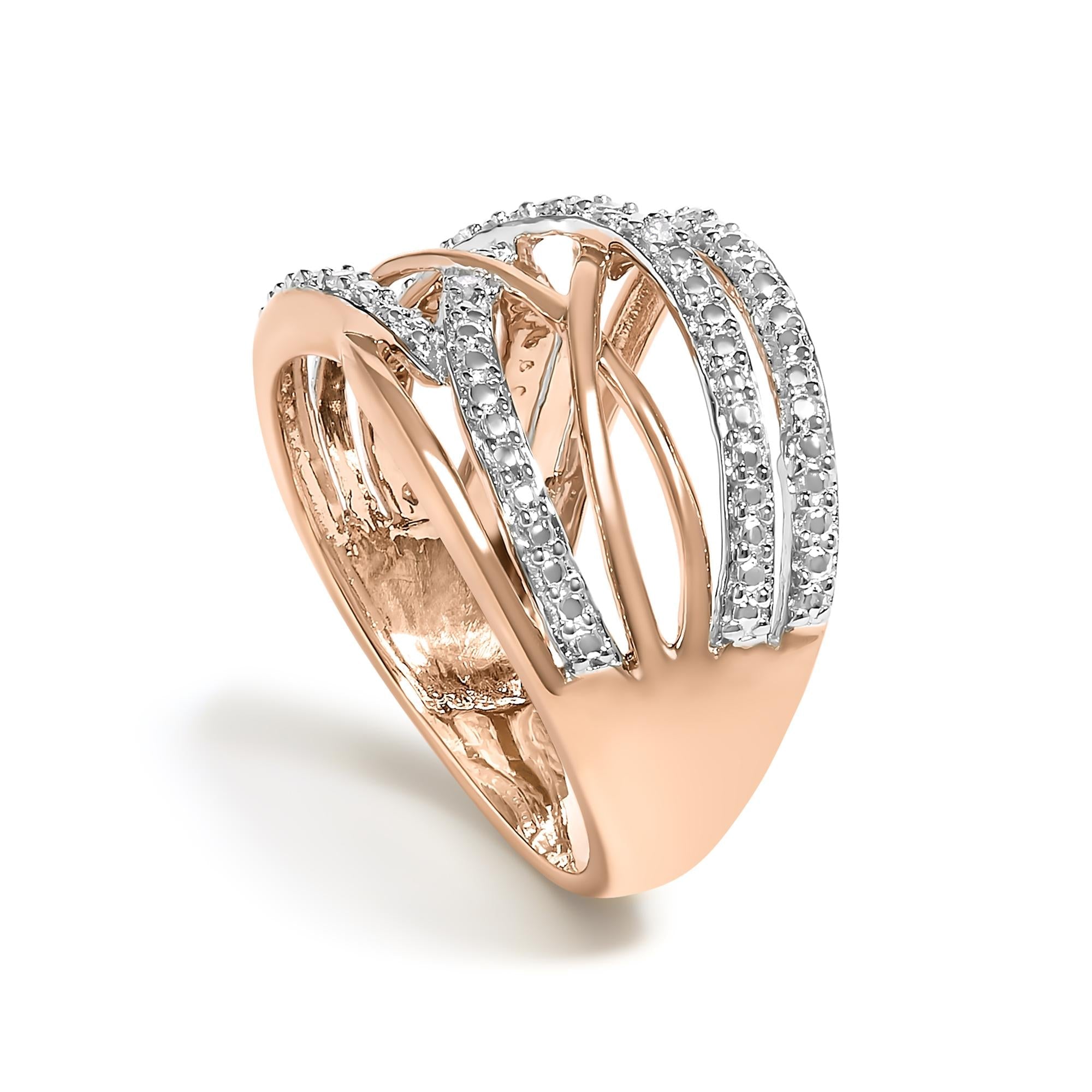 .925 Sterling Silver Diamond Accent Crossover Ring (i-j Color, I2-i3 Clarity)