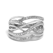 .925 Sterling Silver Diamond Accent Crossover Ring (i-j Color, I2-i3 Clarity)