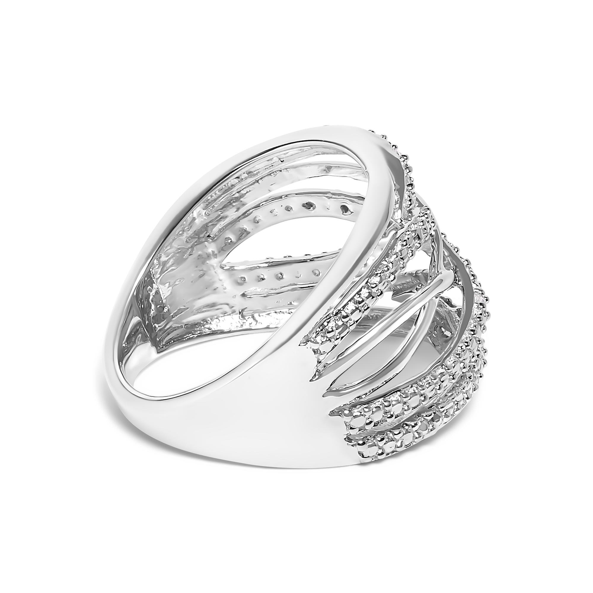 .925 Sterling Silver Diamond Accent Crossover Ring (i-j Color, I2-i3 Clarity)