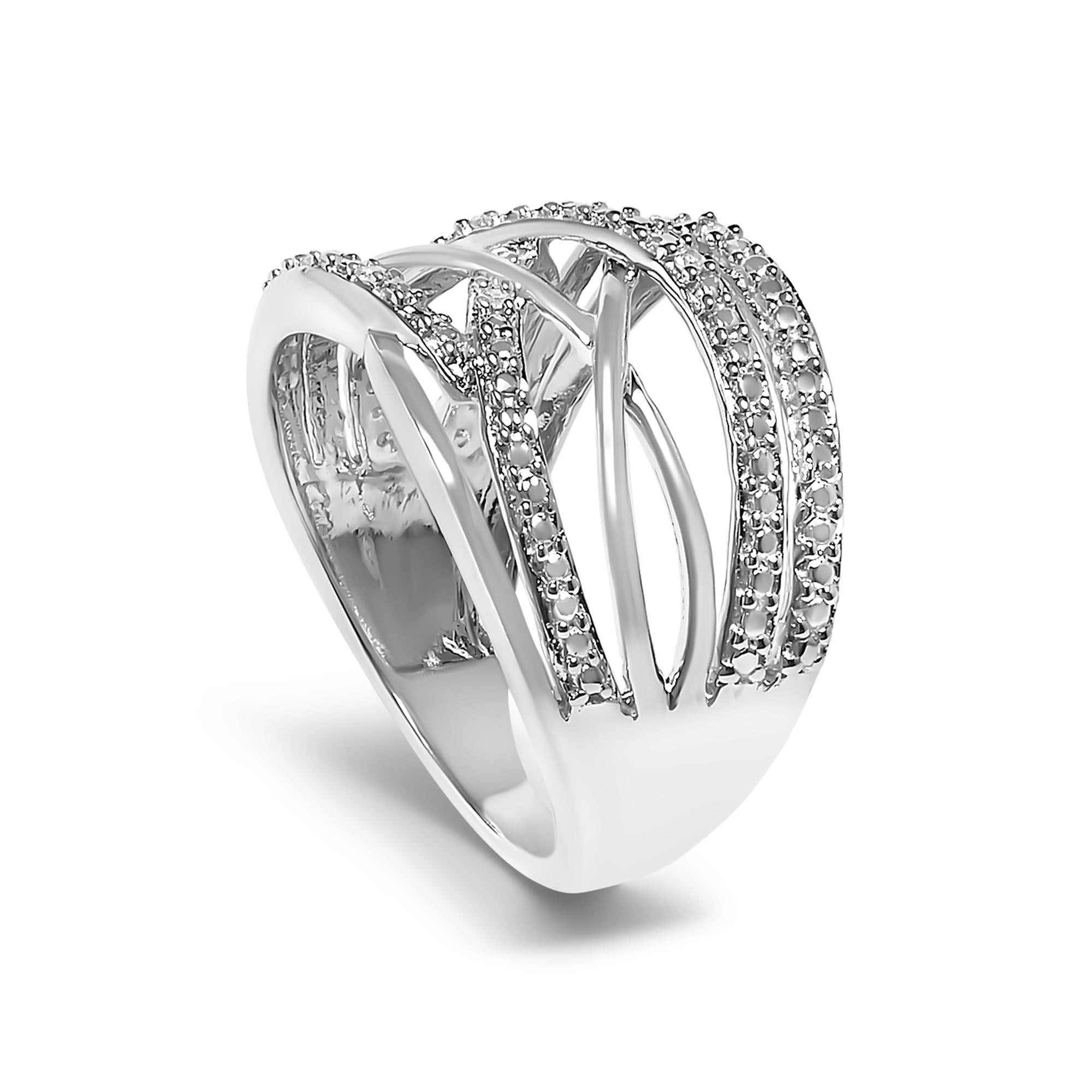 .925 Sterling Silver Diamond Accent Crossover Ring (i-j Color, I2-i3 Clarity)