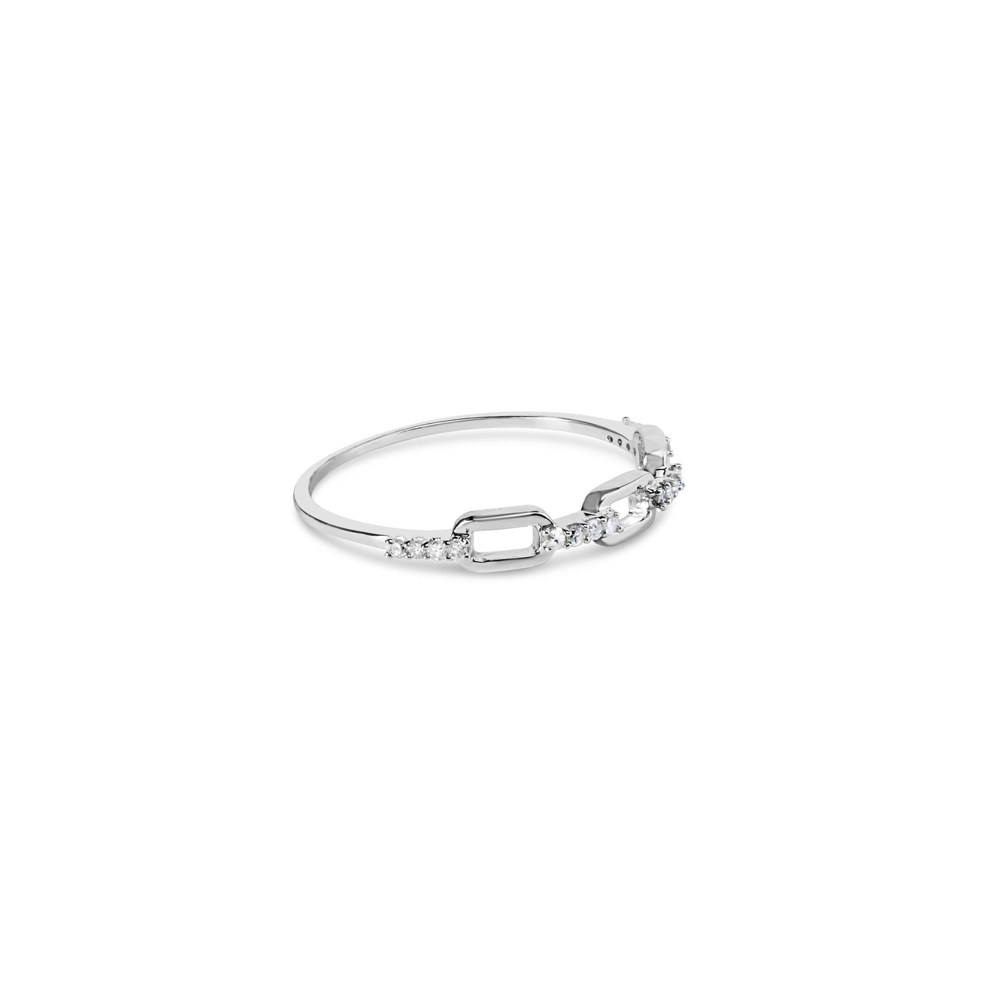 .925 Sterling Silver Diamond Accent Paperclip Band Ring (i-j Color, I2-i3 Clarity)