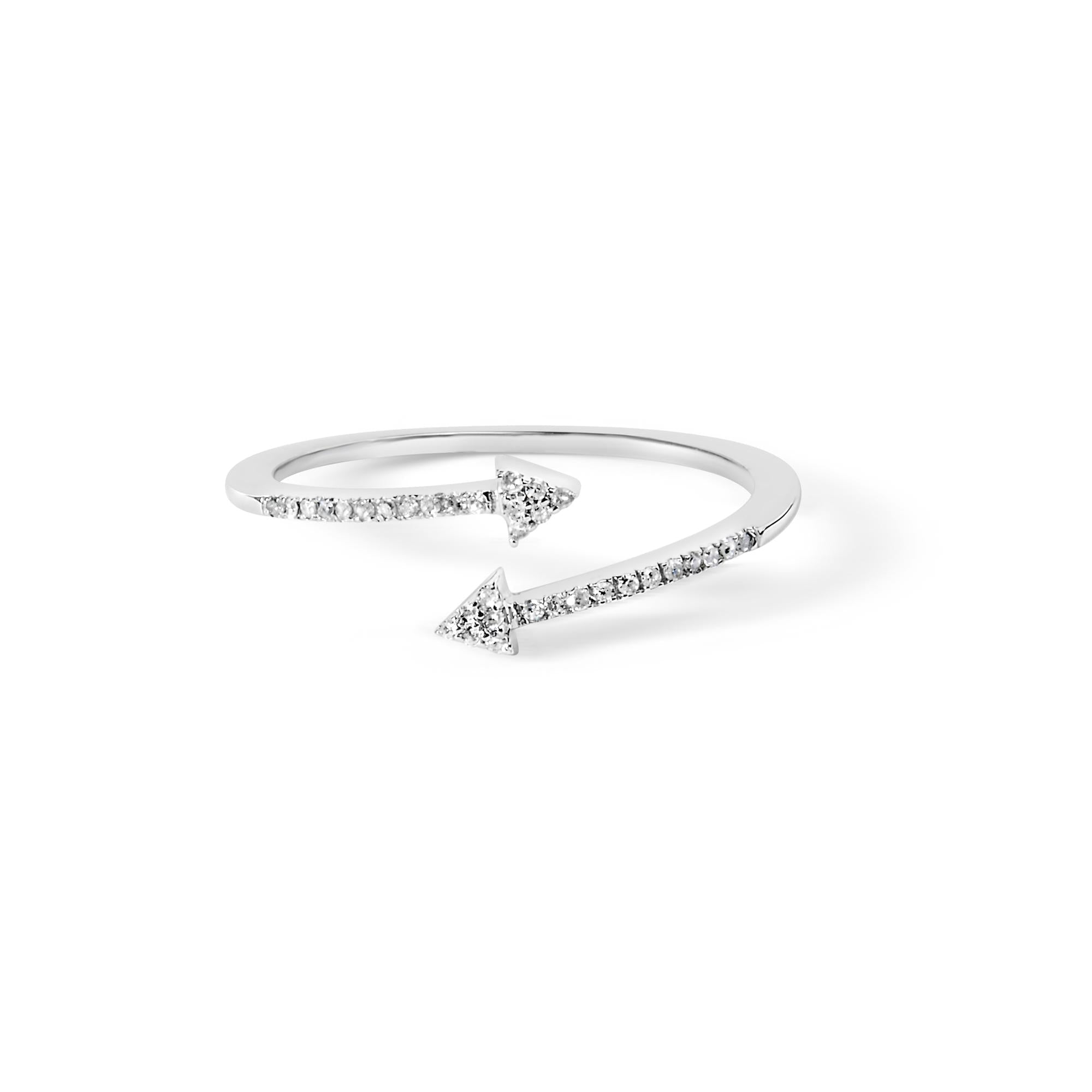 .925 Sterling Silver 1/5 Cttw Diamond Double Arrowhead Open Ring (i-j Color, I2-i3 Clarity)