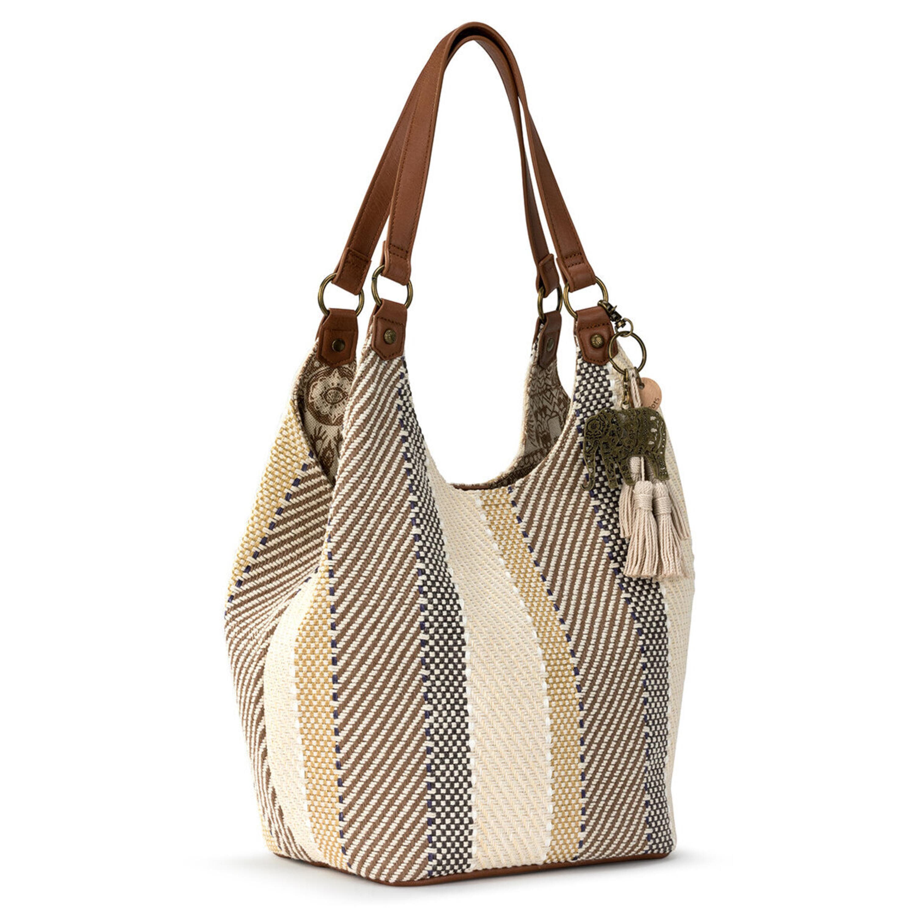 The Sak Roma Shopper - Straw - Tobacco Batik World Woven